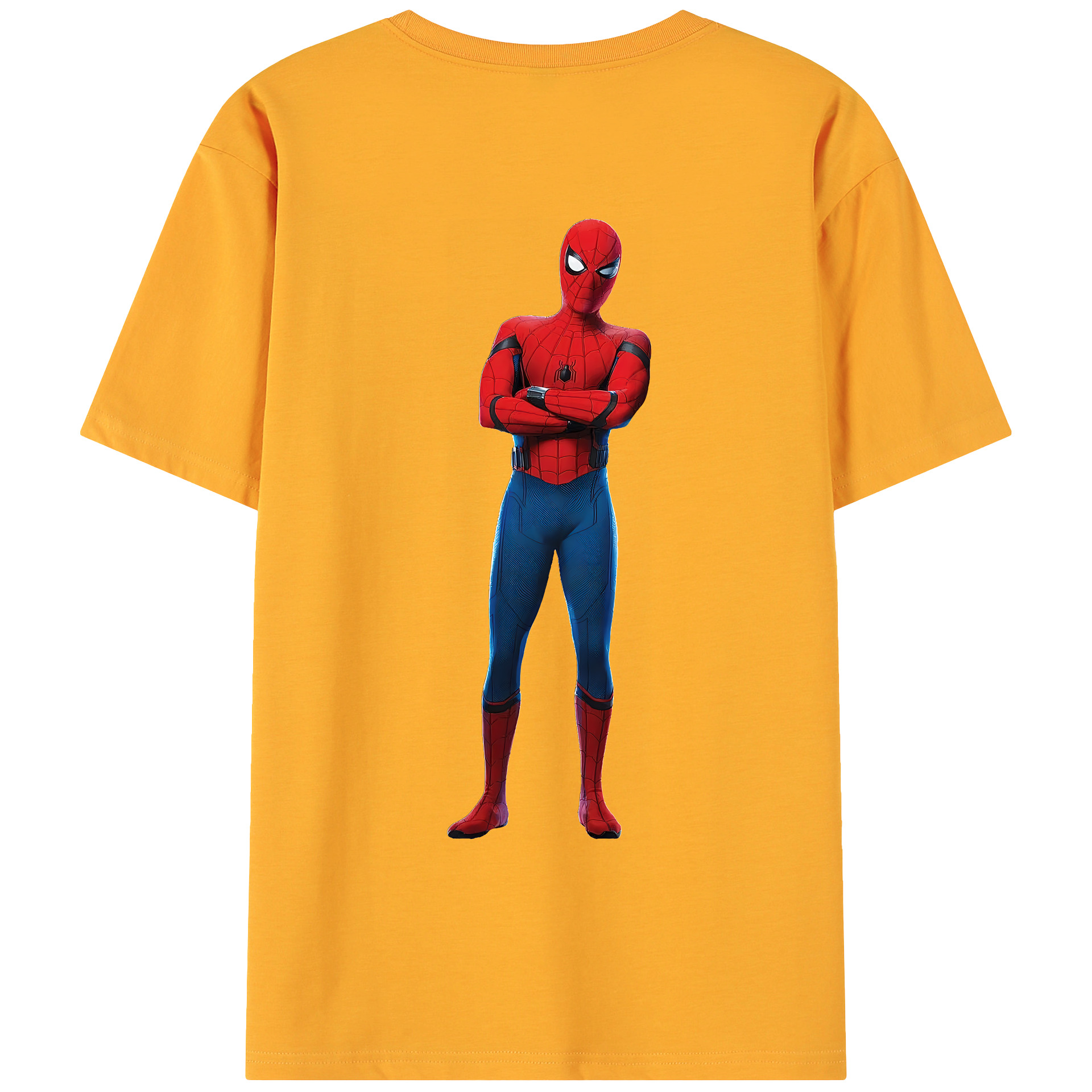 （画像用） Spider Man スパイダーマン 綿100％ メンズ半袖Tシャツ（バックプリント） 通気性