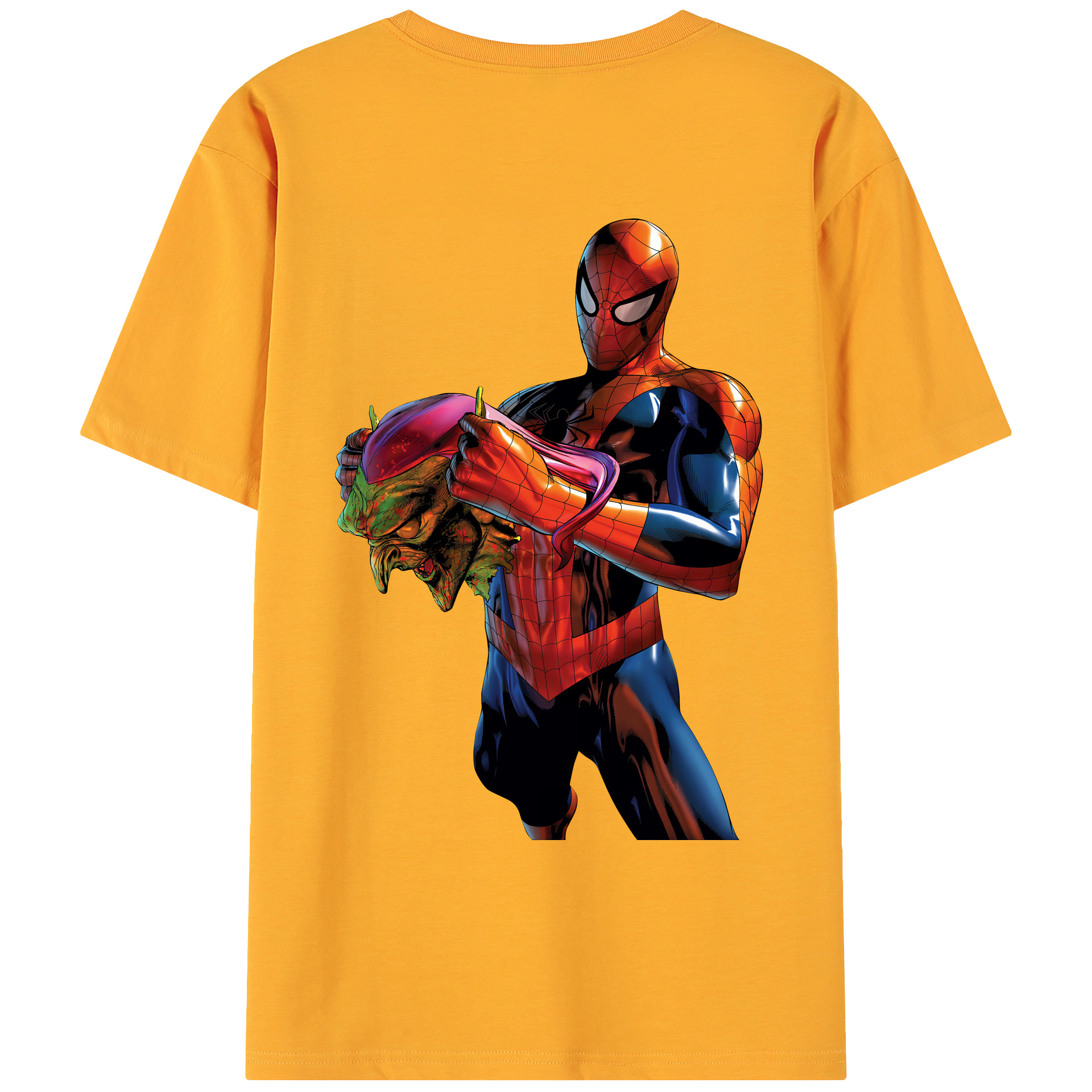 （画像用） Spider Man スパイダーマン 綿100％ メンズ半袖Tシャツ（バックプリント） 通気性