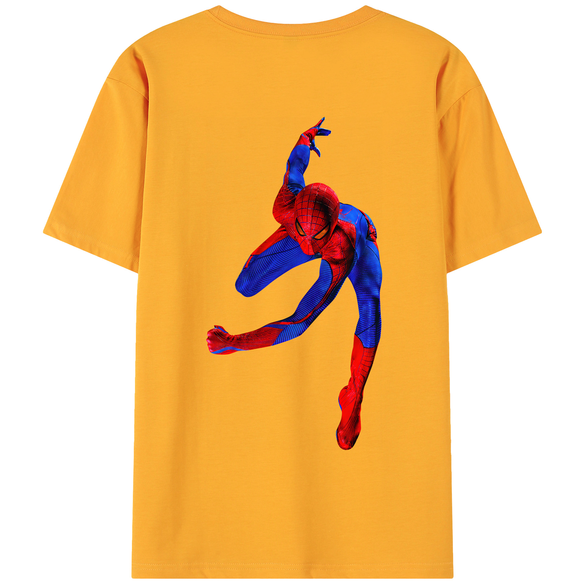 （画像用） Spider Man スパイダーマン 綿100％ メンズ半袖Tシャツ（バックプリント） 通気性