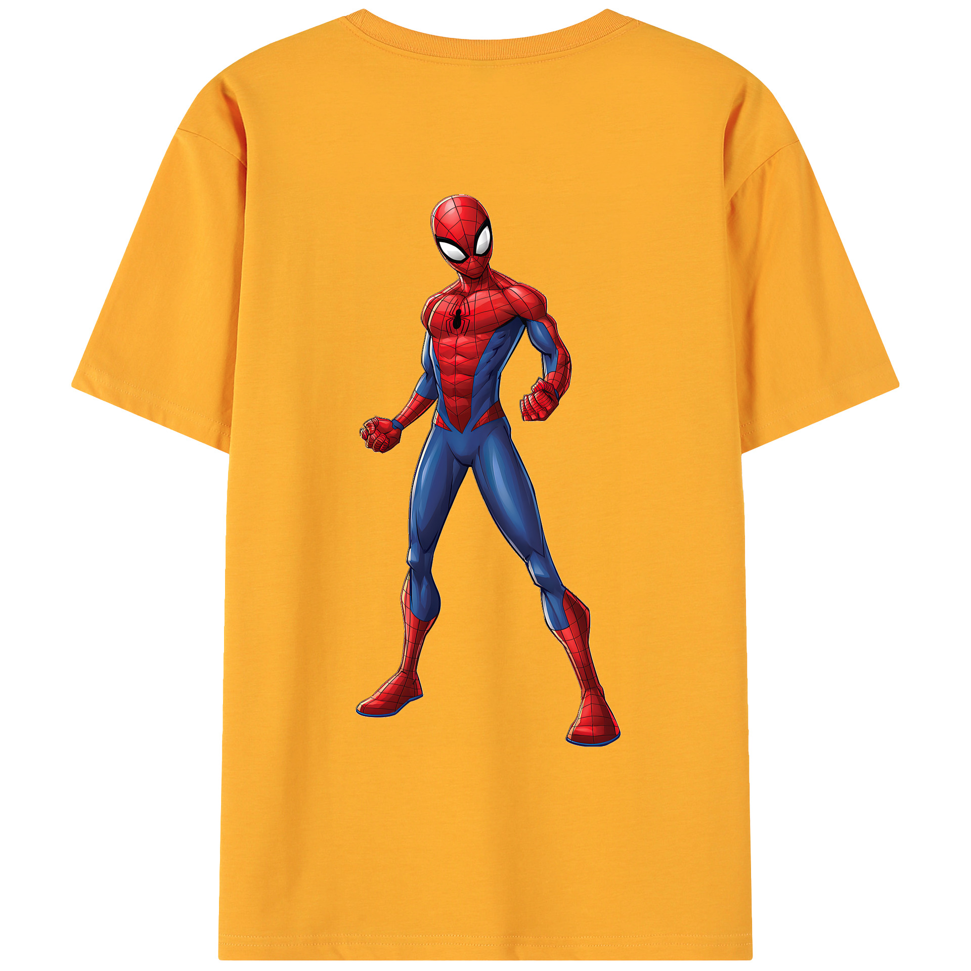 （画像用） Spider Man スパイダーマン 綿100％ メンズ半袖Tシャツ（バックプリント） 通気性