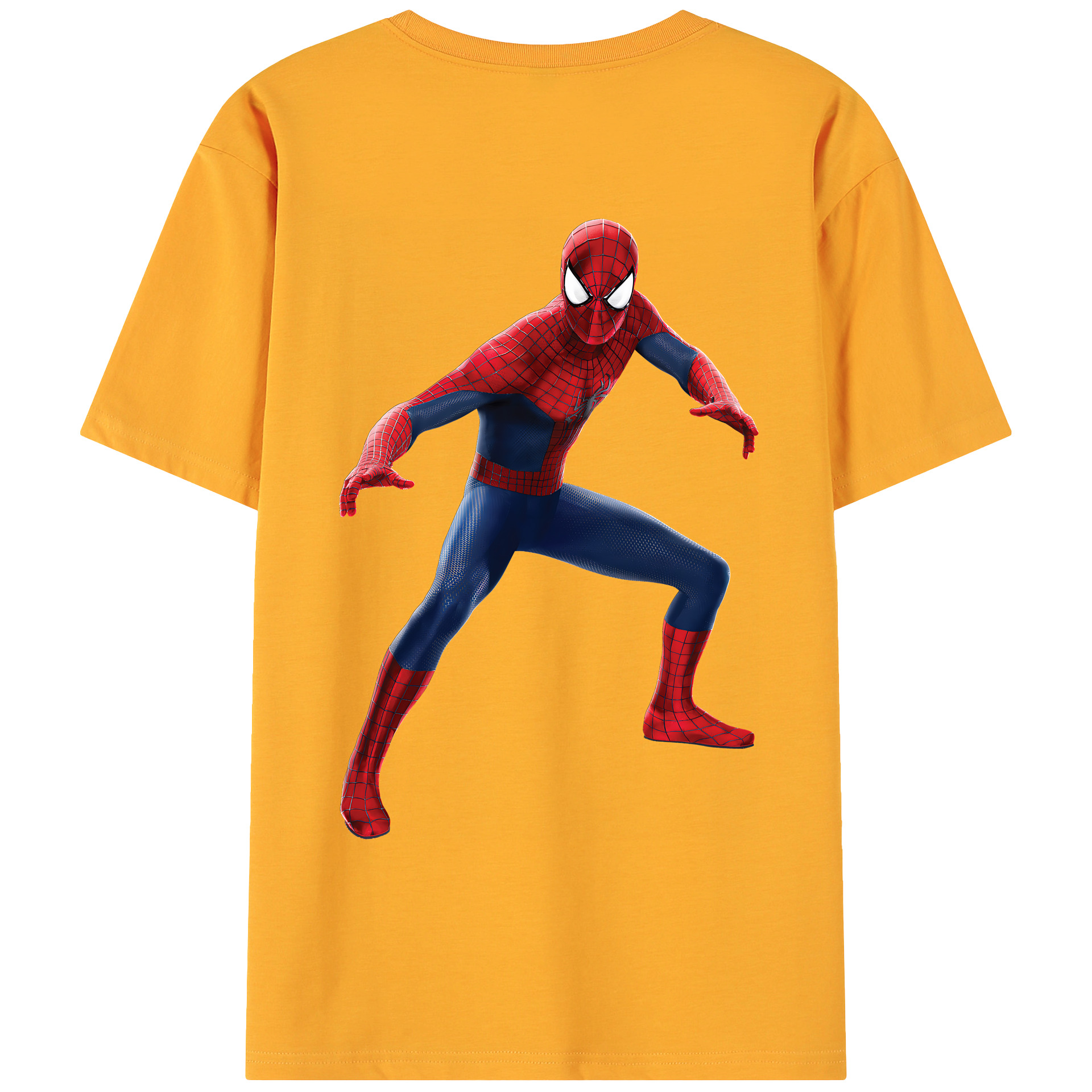 （画像用） Spider Man スパイダーマン 綿100％ メンズ半袖Tシャツ（バックプリント） 通気性
