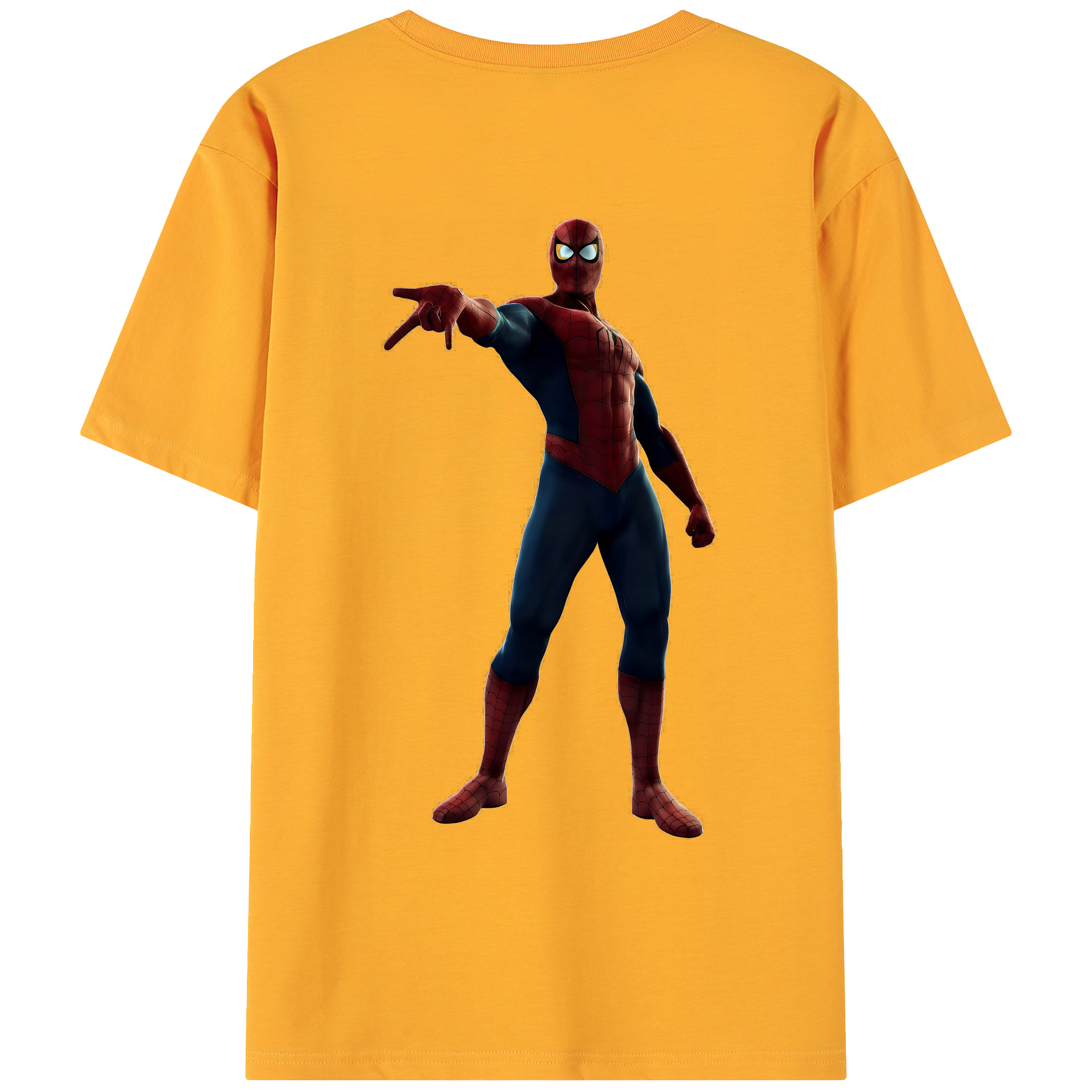 （画像用） Spider Man スパイダーマン 綿100％ メンズ半袖Tシャツ（バックプリント） 通気性
