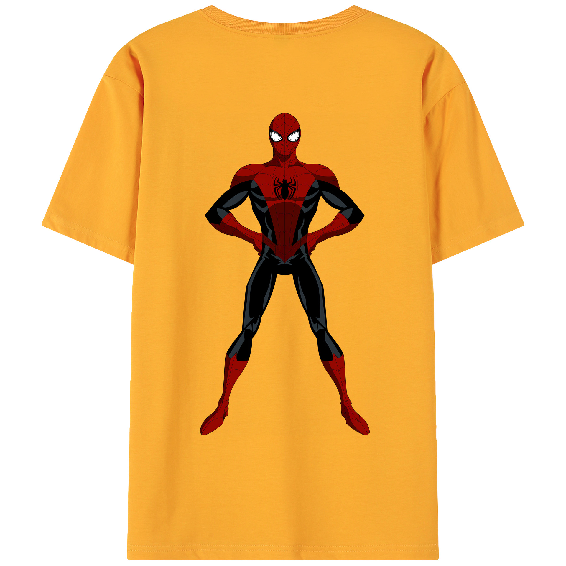 （画像用） Spider Man スパイダーマン 綿100％ メンズ半袖Tシャツ（バックプリント） 通気性