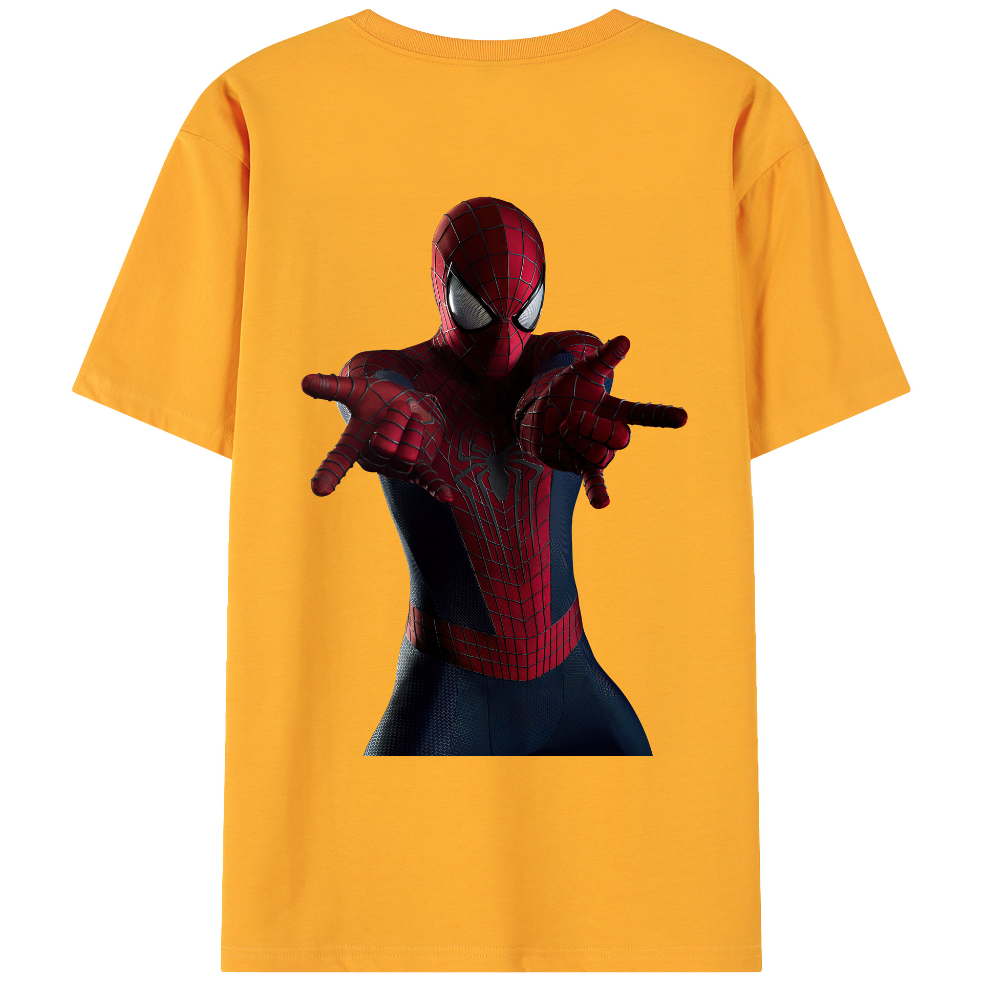 （画像用） Spider Man スパイダーマン 綿100％ メンズ半袖Tシャツ（バックプリント） 通気性