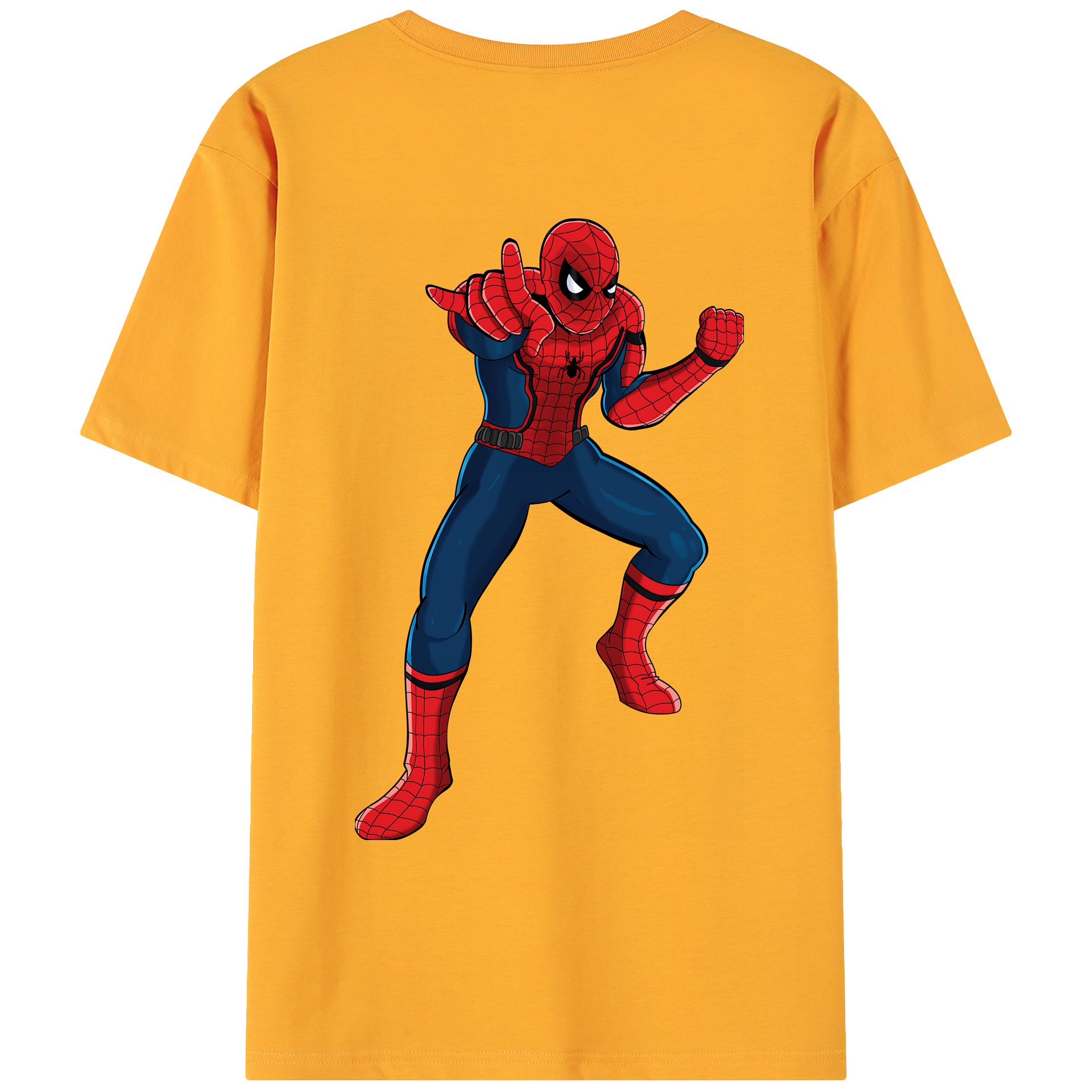 （画像用） Spider Man スパイダーマン 綿100％ メンズ半袖Tシャツ（バックプリント） 通気性