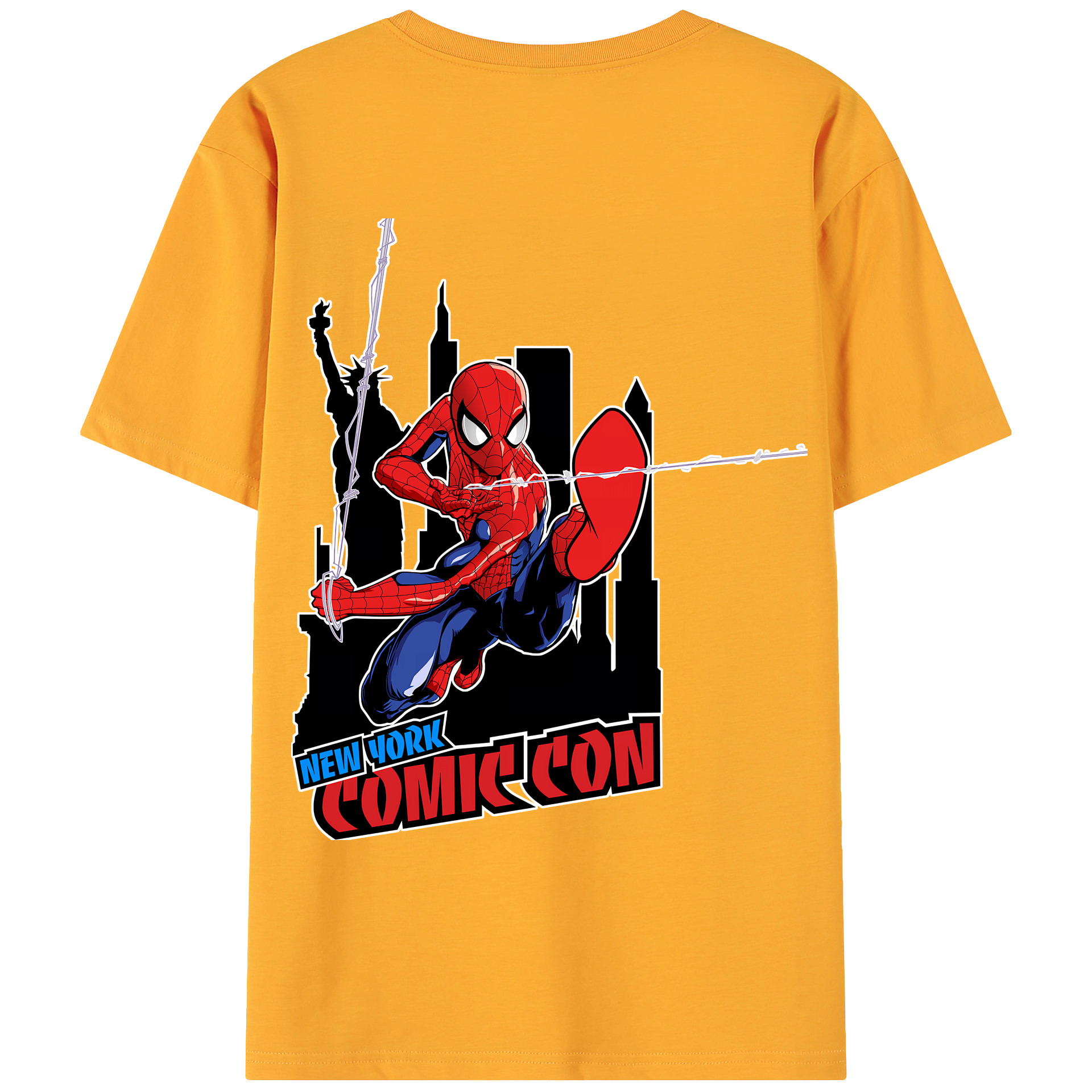 （画像用） Spider Man スパイダーマン 綿100％ メンズ半袖Tシャツ（バックプリント） 通気性