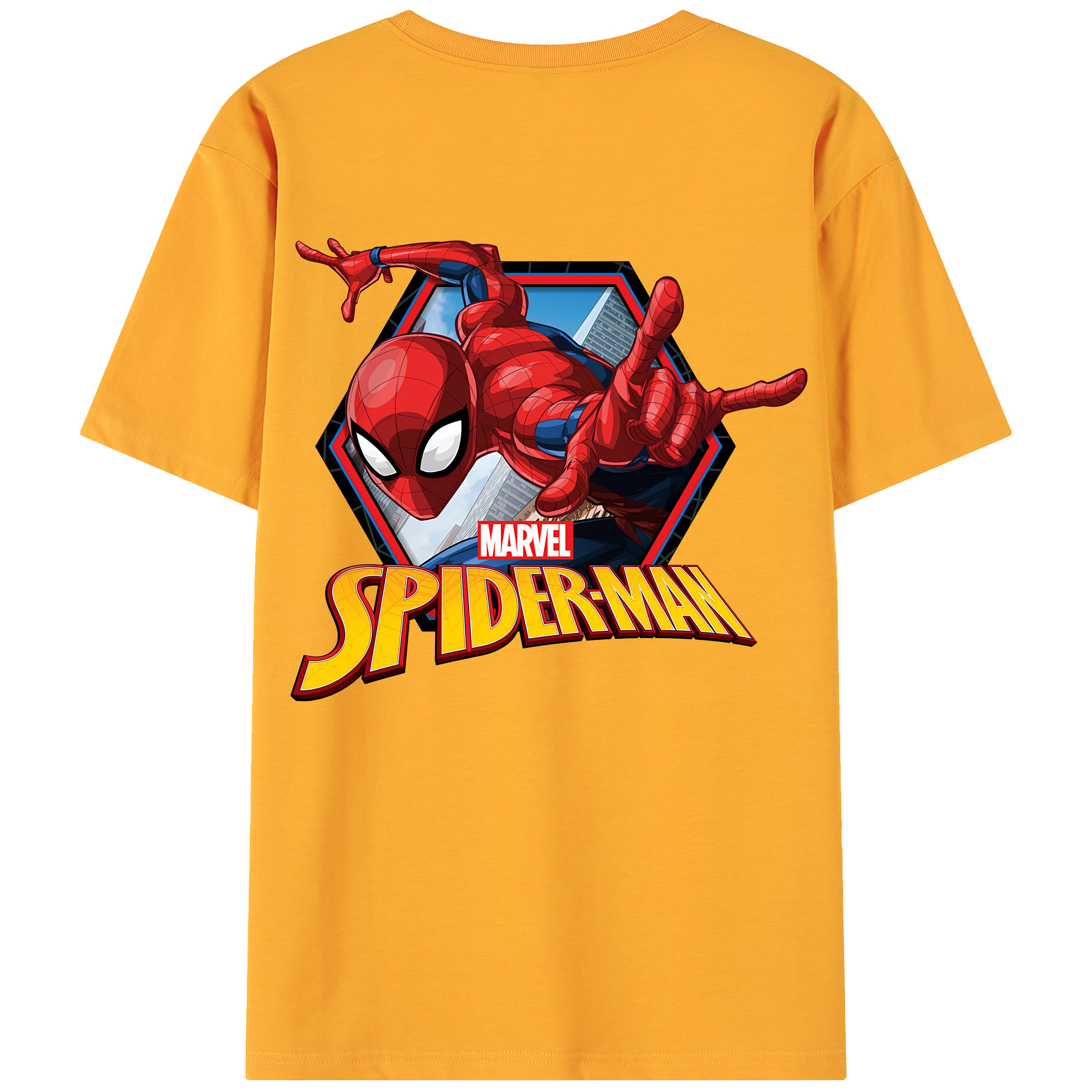 （画像用） Spider Man スパイダーマン 綿100％ メンズ半袖Tシャツ（バックプリント） 通気性