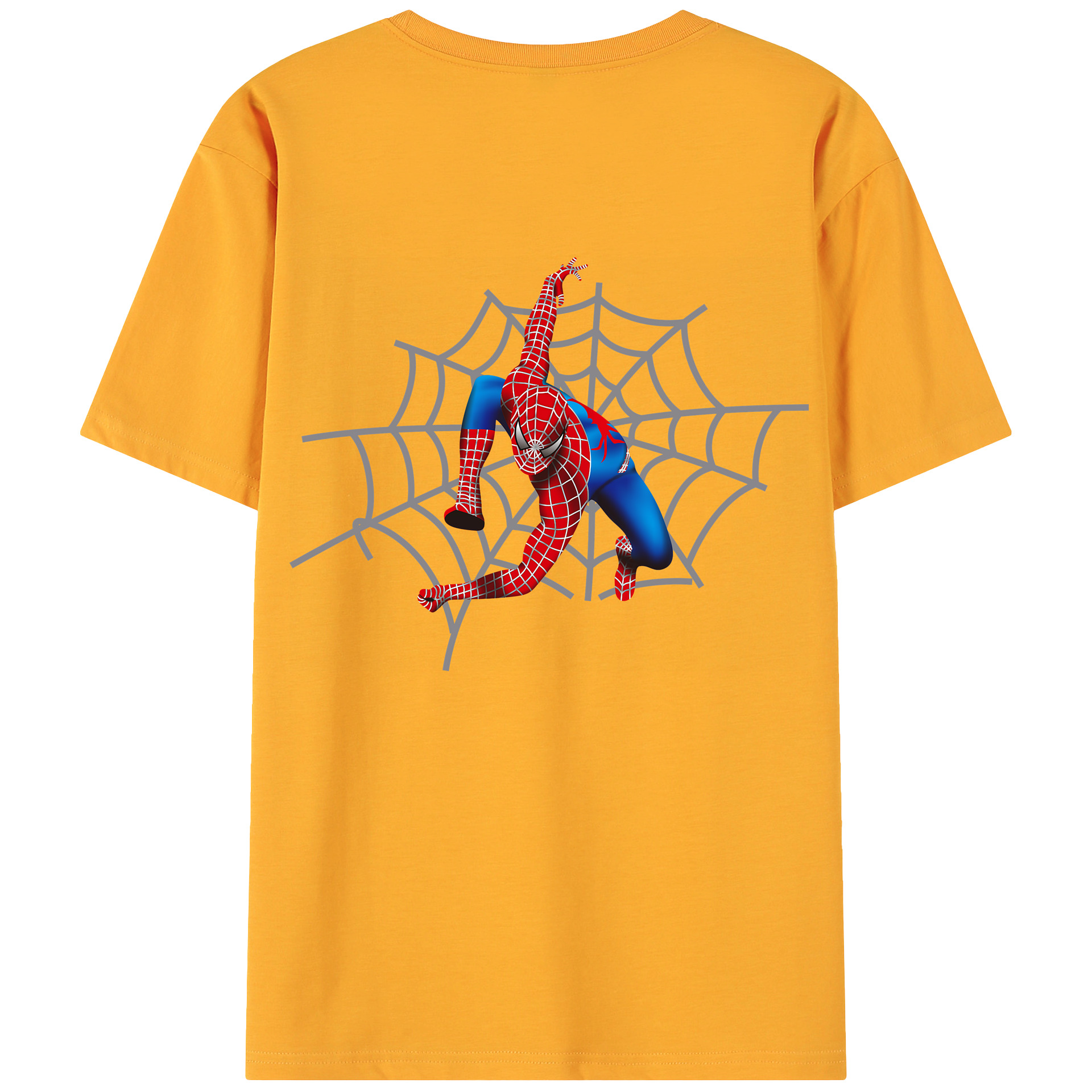 （画像用） Spider Man スパイダーマン 綿100％ メンズ半袖Tシャツ（バックプリント） 通気性