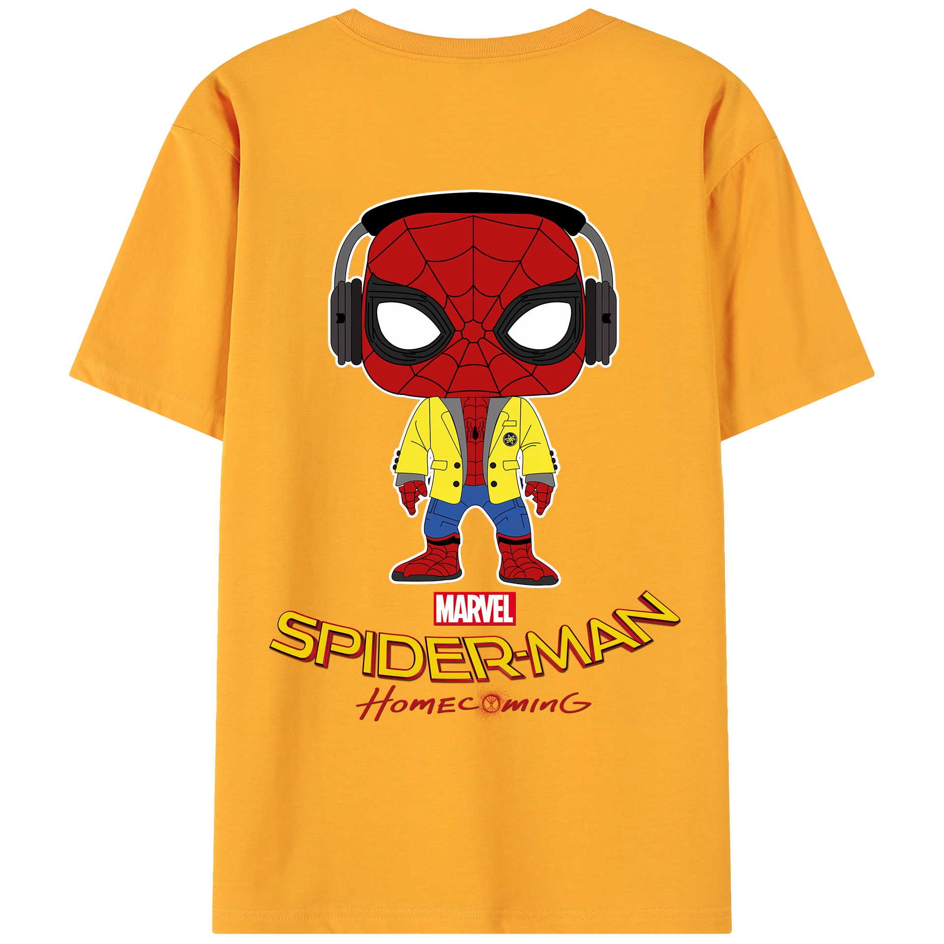 （画像用） Spider Man スパイダーマン 綿100％ メンズ半袖Tシャツ（バックプリント） 通気性