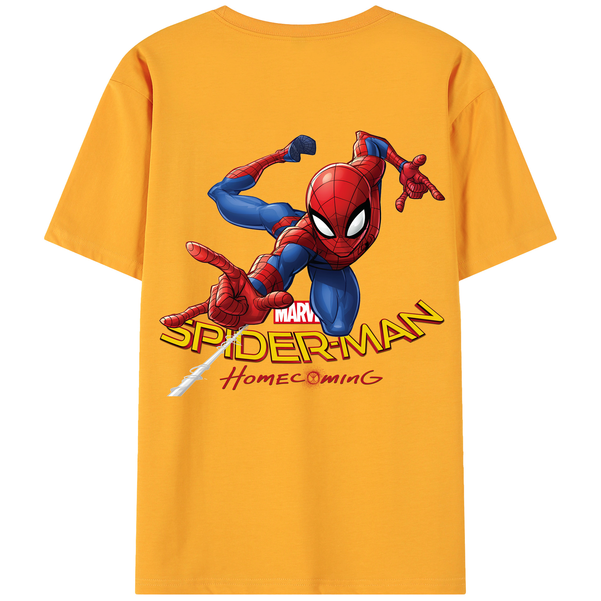 （画像用） Spider Man スパイダーマン 綿100％ メンズ半袖Tシャツ（バックプリント） 通気性