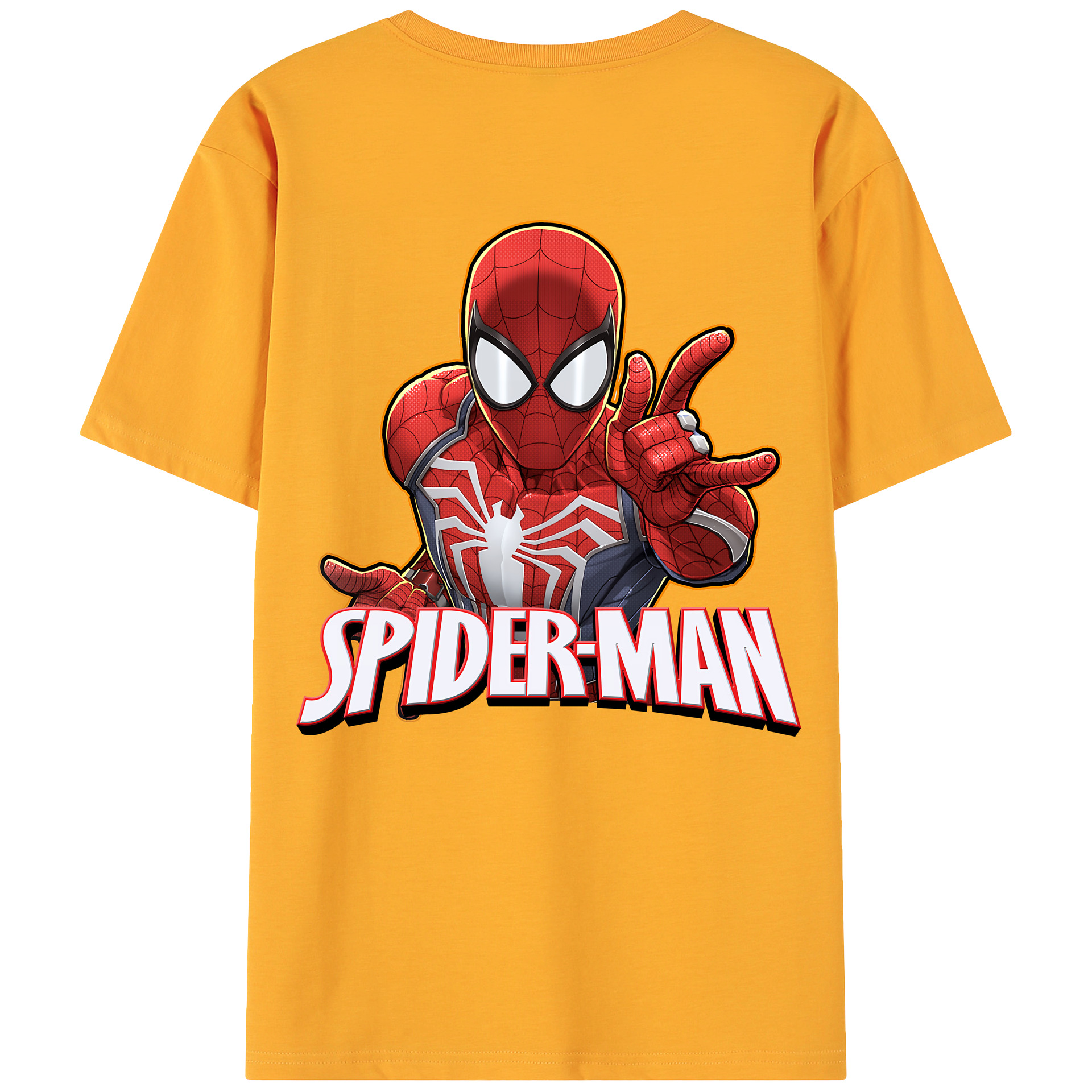 （画像用） Spider Man スパイダーマン 綿100％ メンズ半袖Tシャツ（バックプリント） 通気性