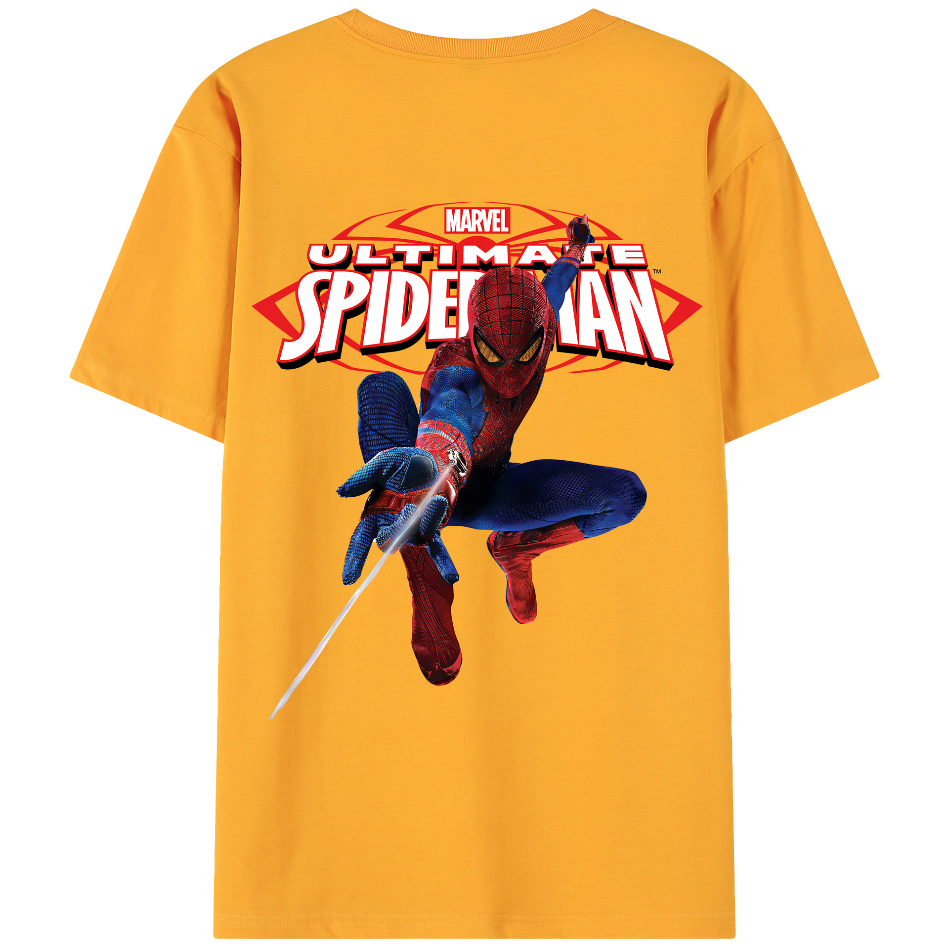 （画像用） Spider Man スパイダーマン 綿100％ メンズ半袖Tシャツ（バックプリント） 通気性