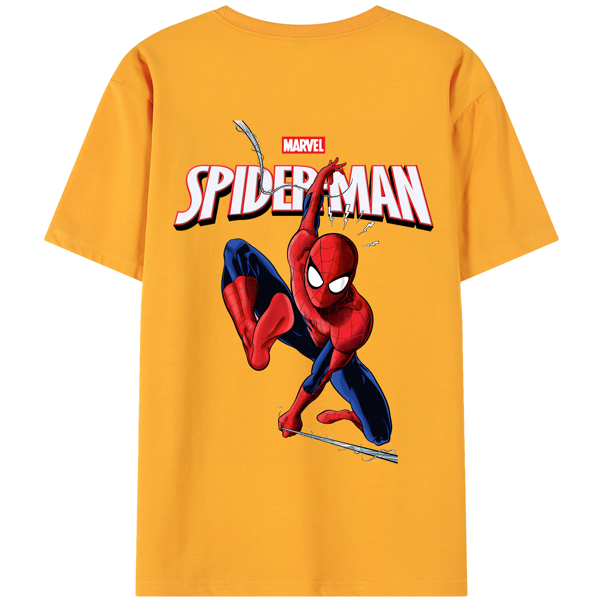 （画像用） Spider Man スパイダーマン 綿100％ メンズ半袖Tシャツ（バックプリント） 通気性