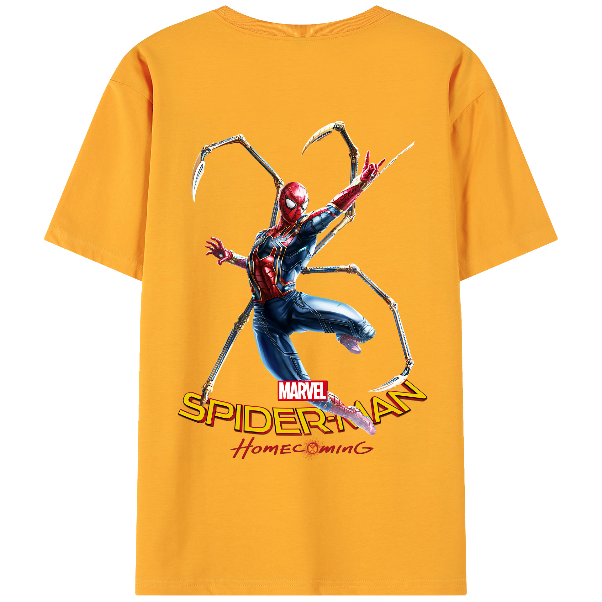 （画像用） Spider Man スパイダーマン 綿100％ メンズ半袖Tシャツ（バックプリント） 通気性