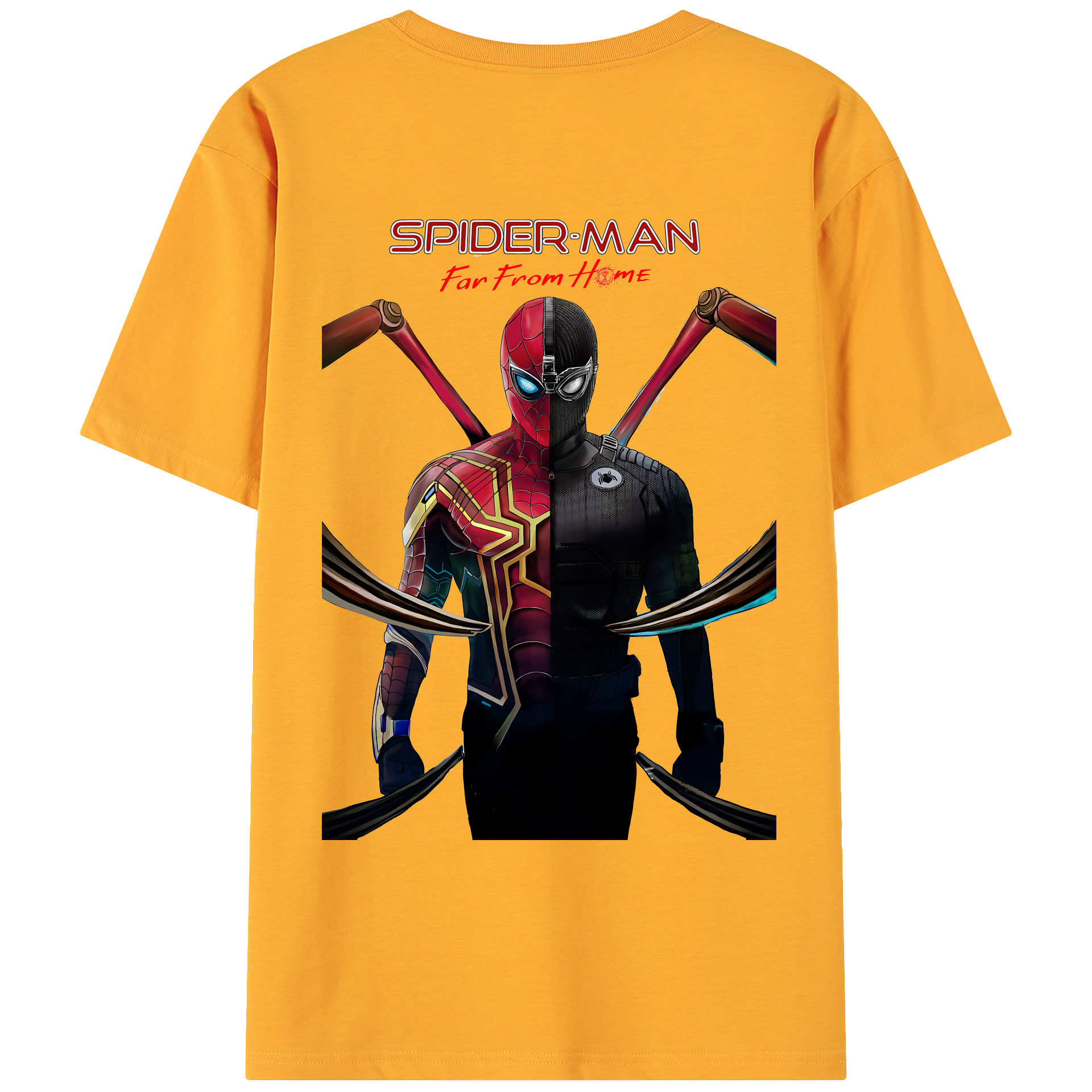 （画像用） Spider Man スパイダーマン 綿100％ メンズ半袖Tシャツ（バックプリント） 通気性