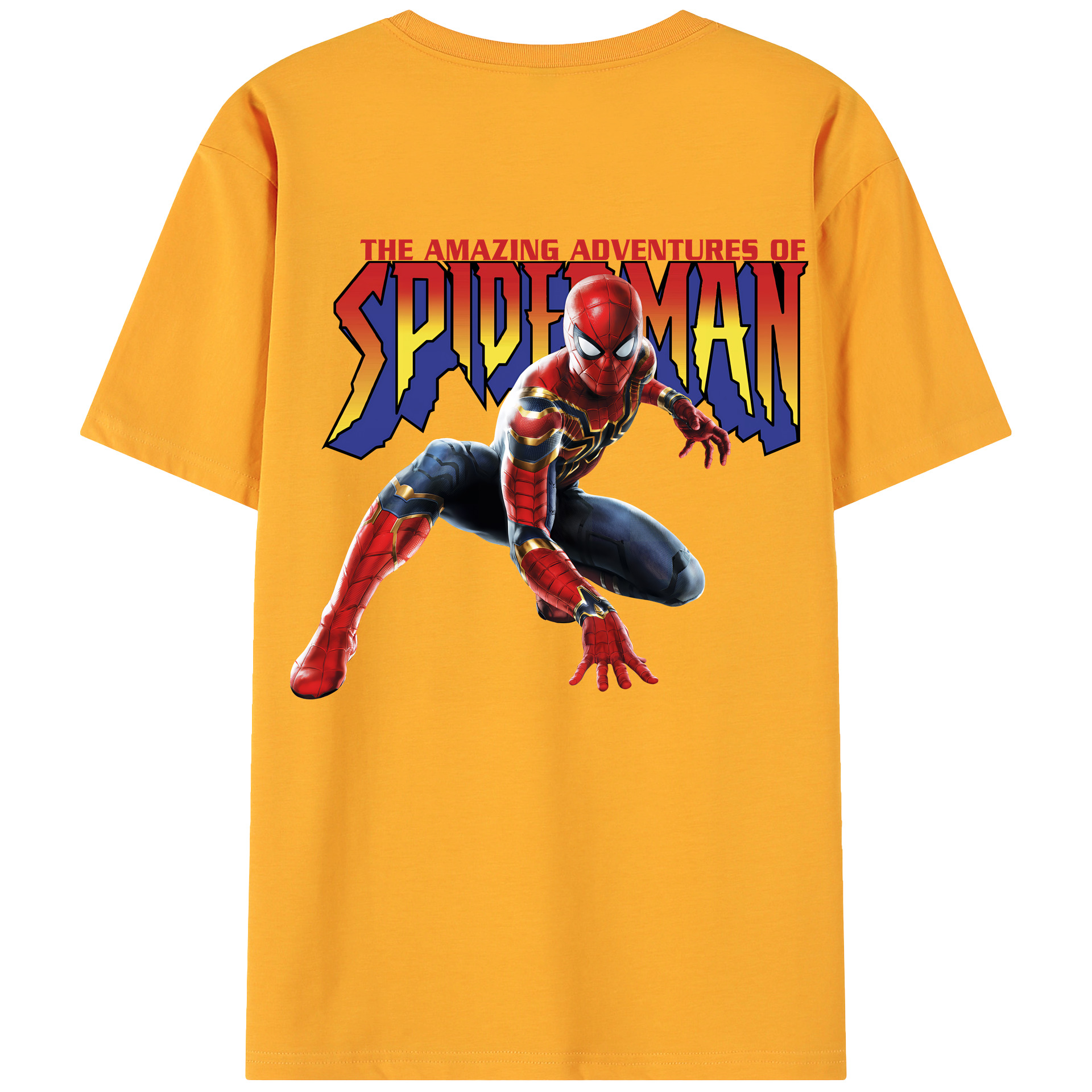 （画像用） Spider Man スパイダーマン 綿100％ メンズ半袖Tシャツ（バックプリント） 通気性