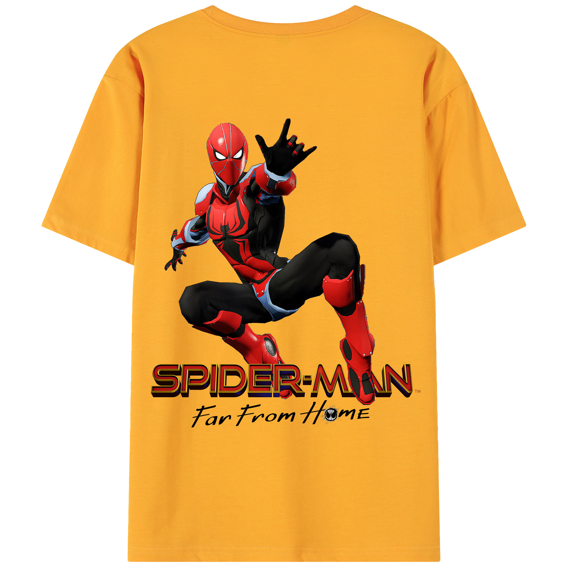 （画像用） Spider Man スパイダーマン 綿100％ メンズ半袖Tシャツ（バックプリント） 通気性