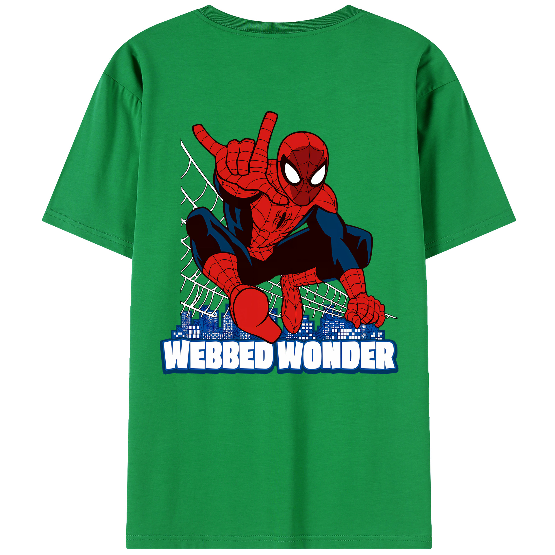 （画像用） Spider Man スパイダーマン 綿100％ メンズ半袖Tシャツ（バックプリント） 通気性