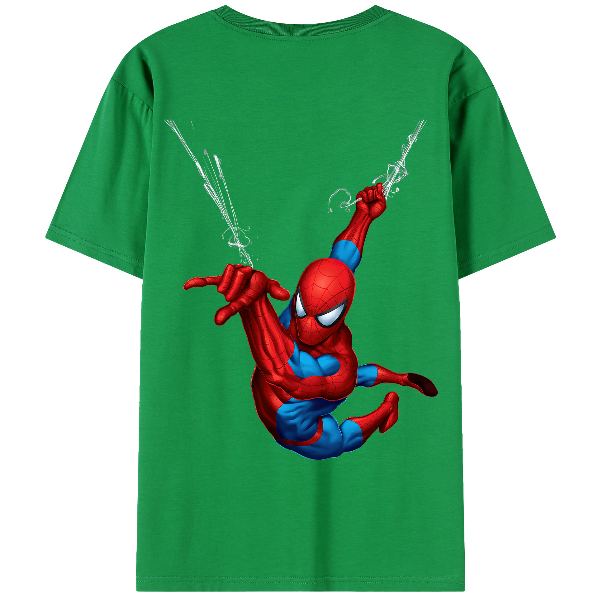 （画像用） Spider Man スパイダーマン 綿100％ メンズ半袖Tシャツ（バックプリント） 通気性