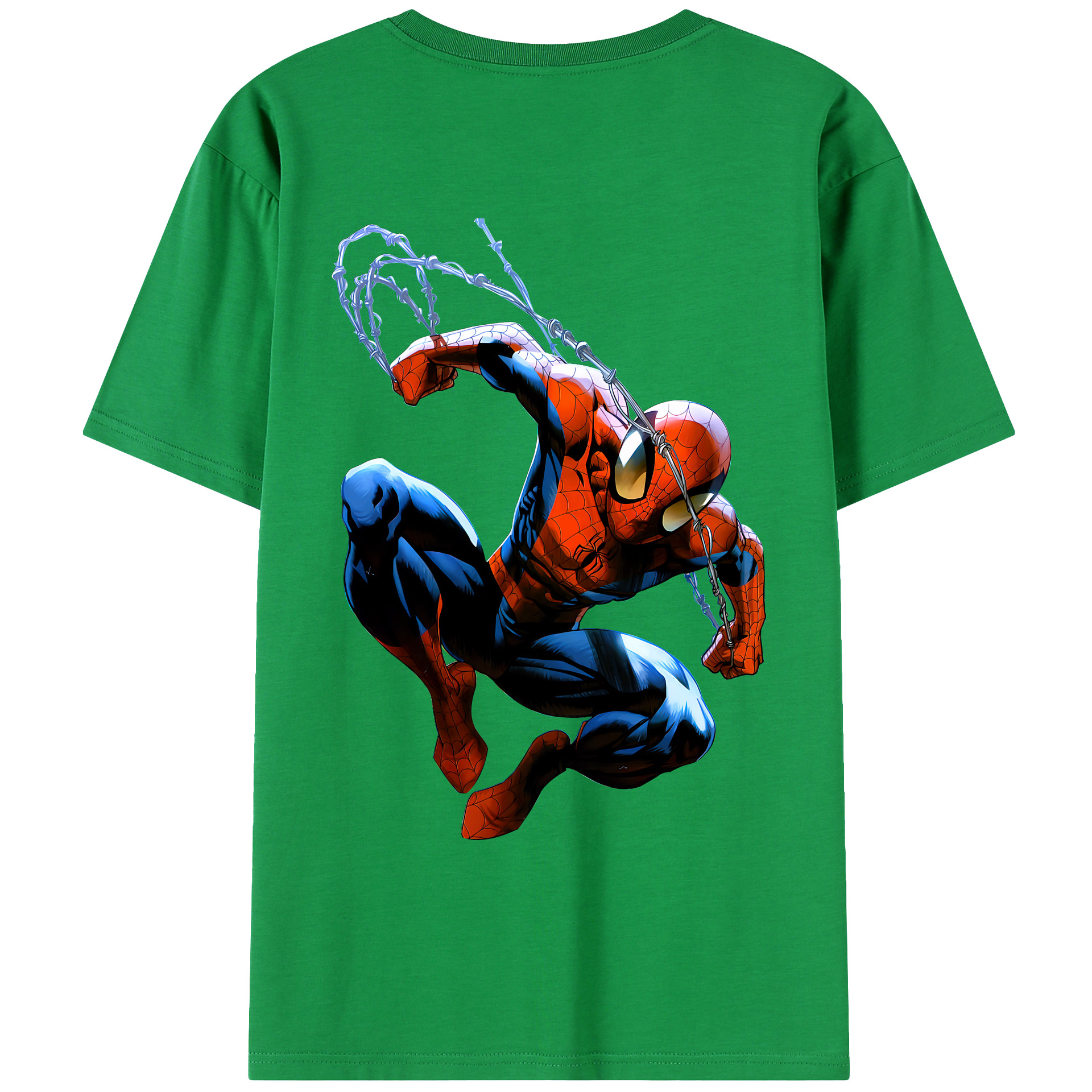（画像用） Spider Man スパイダーマン 綿100％ メンズ半袖Tシャツ（バックプリント） 通気性