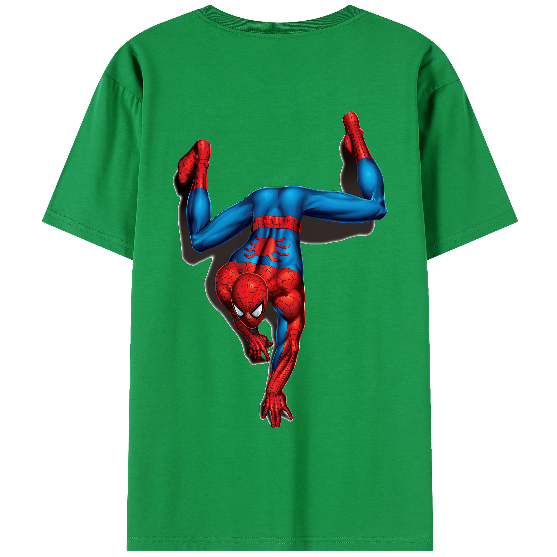 （画像用） Spider Man スパイダーマン 綿100％ メンズ半袖Tシャツ（バックプリント） 通気性