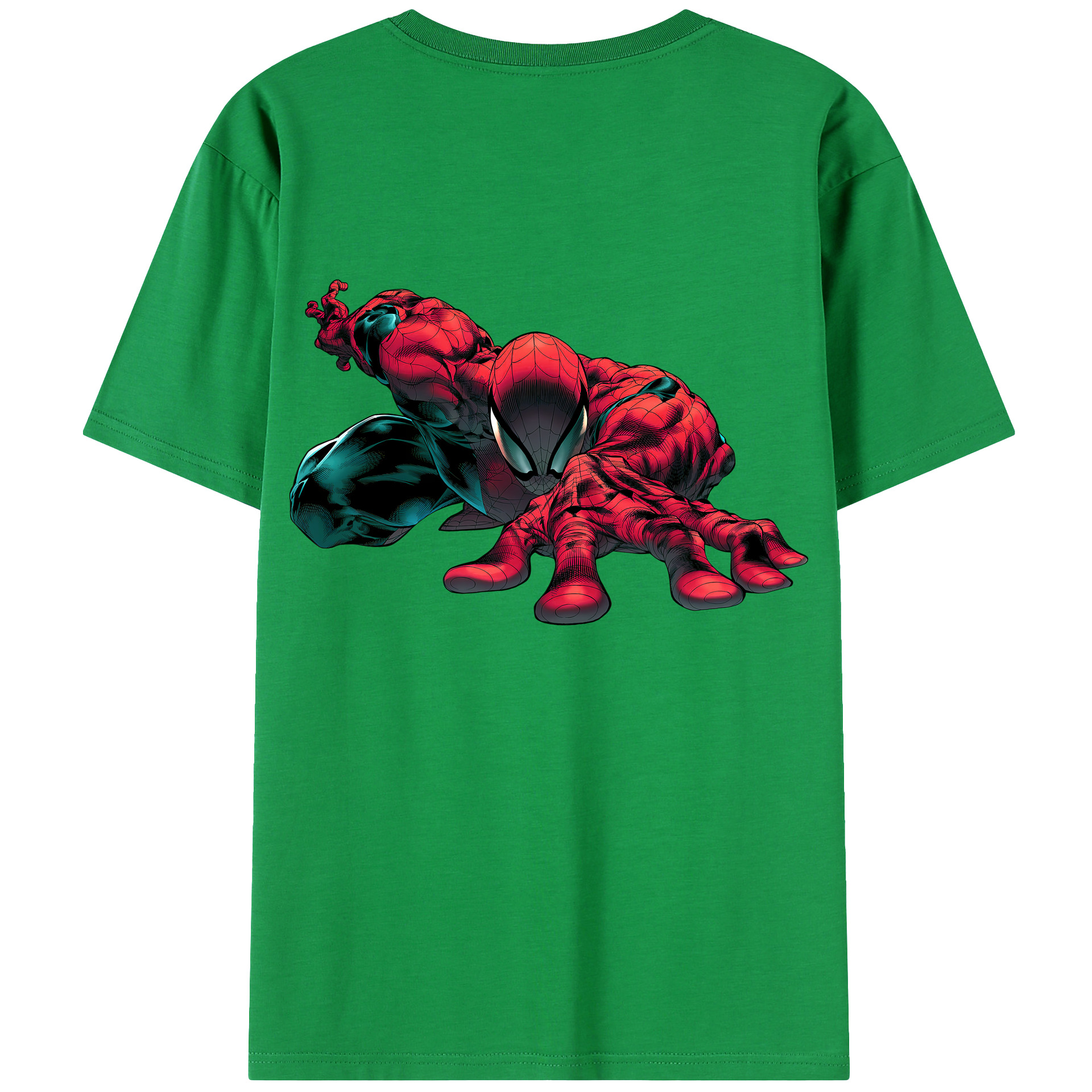 （画像用） Spider Man スパイダーマン 綿100％ メンズ半袖Tシャツ（バックプリント） 通気性