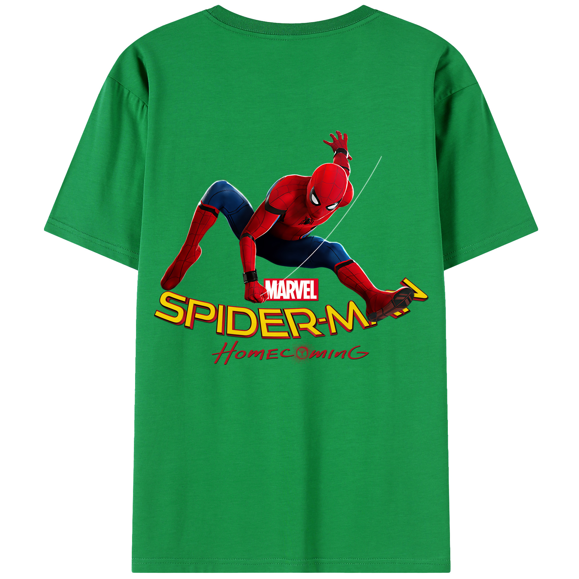 （画像用） Spider Man スパイダーマン 綿100％ メンズ半袖Tシャツ（バックプリント） 通気性
