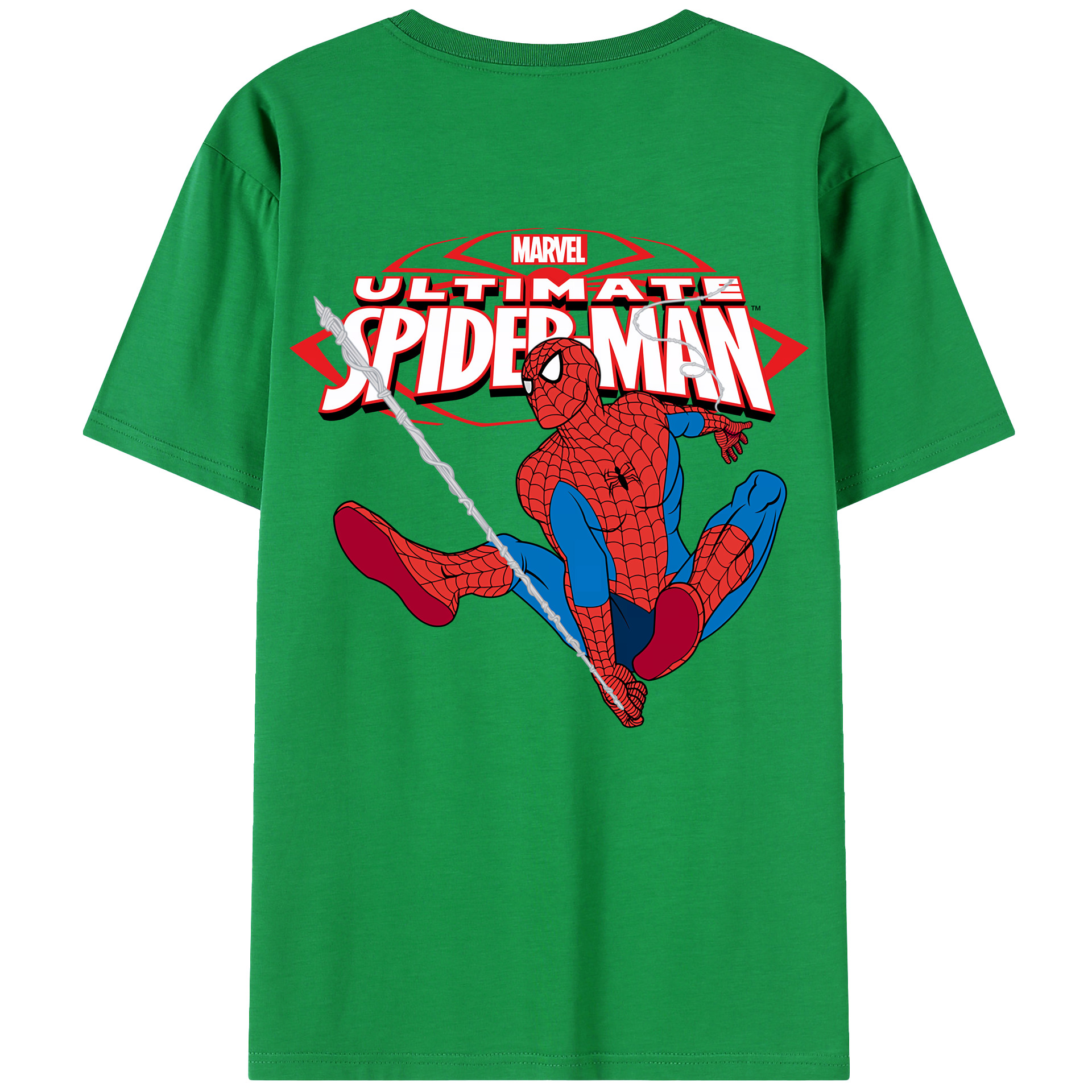 （画像用） Spider Man スパイダーマン 綿100％ メンズ半袖Tシャツ（バックプリント） 通気性