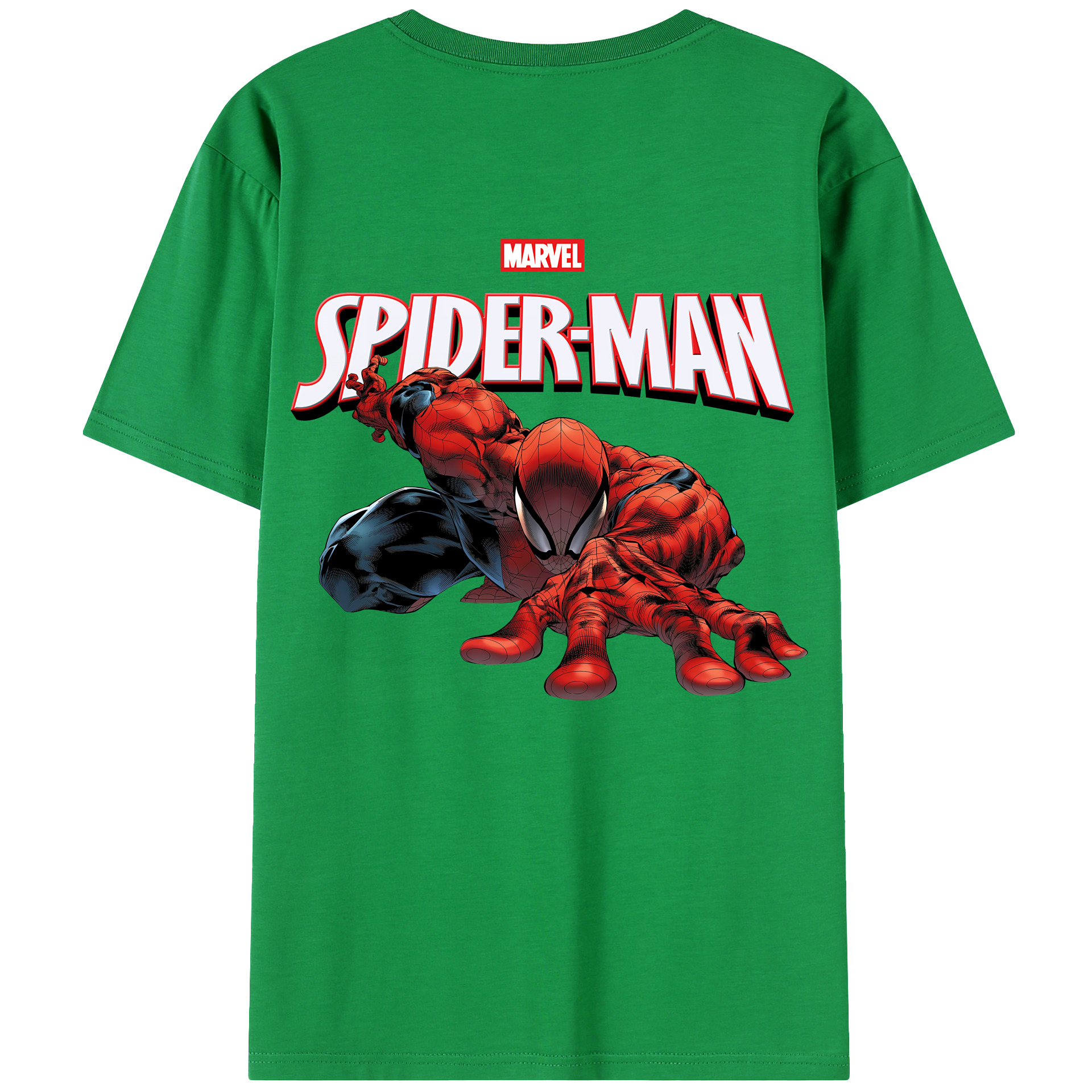 （画像用） Spider Man スパイダーマン 綿100％ メンズ半袖Tシャツ（バックプリント） 通気性