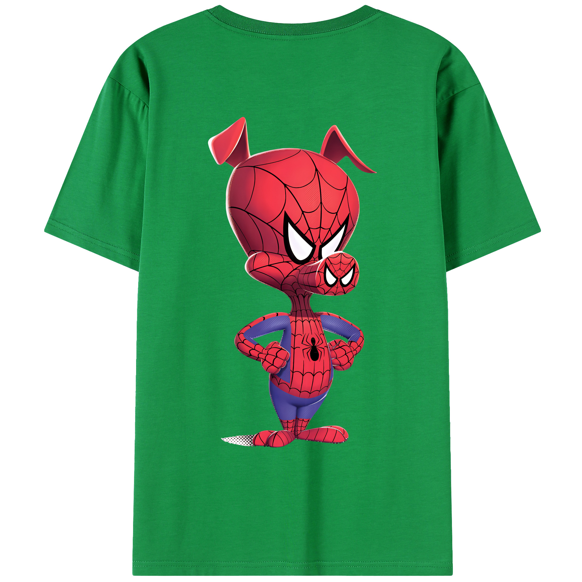 （画像用） Spider Man スパイダーマン 綿100％ メンズ半袖Tシャツ（バックプリント） 通気性