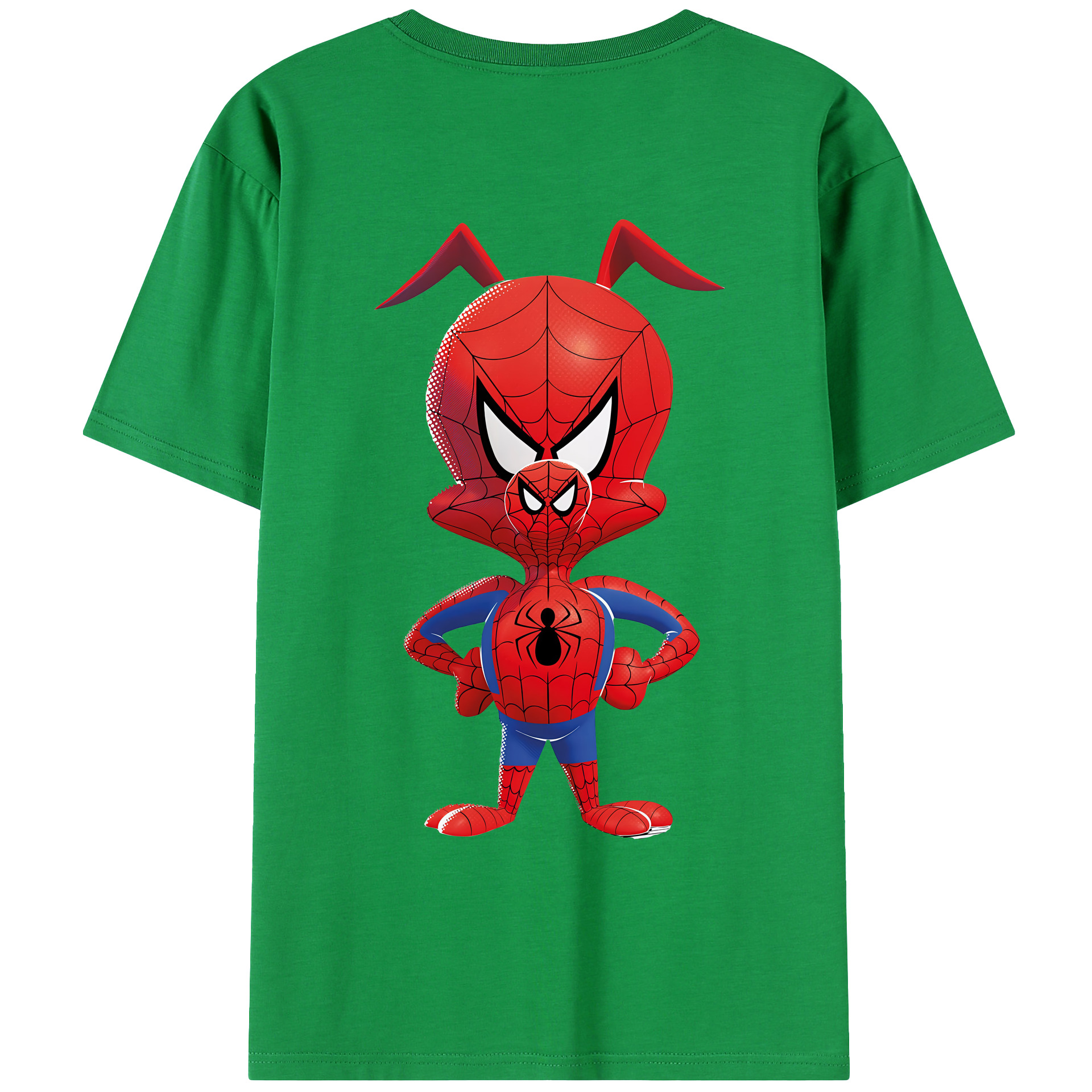 （画像用） Spider Man スパイダーマン 綿100％ メンズ半袖Tシャツ（バックプリント） 通気性