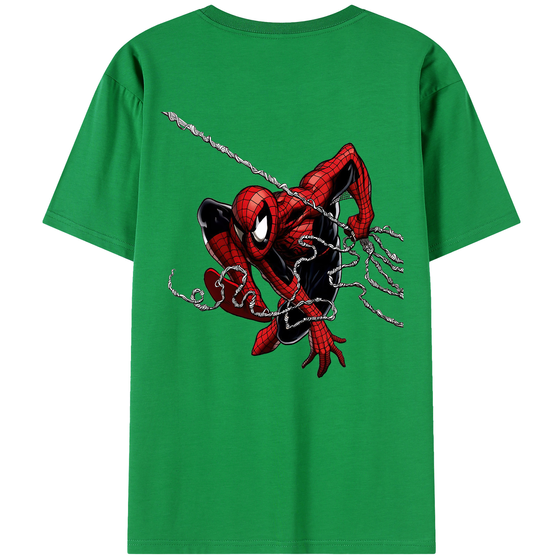 （画像用） Spider Man スパイダーマン 綿100％ メンズ半袖Tシャツ（バックプリント） 通気性