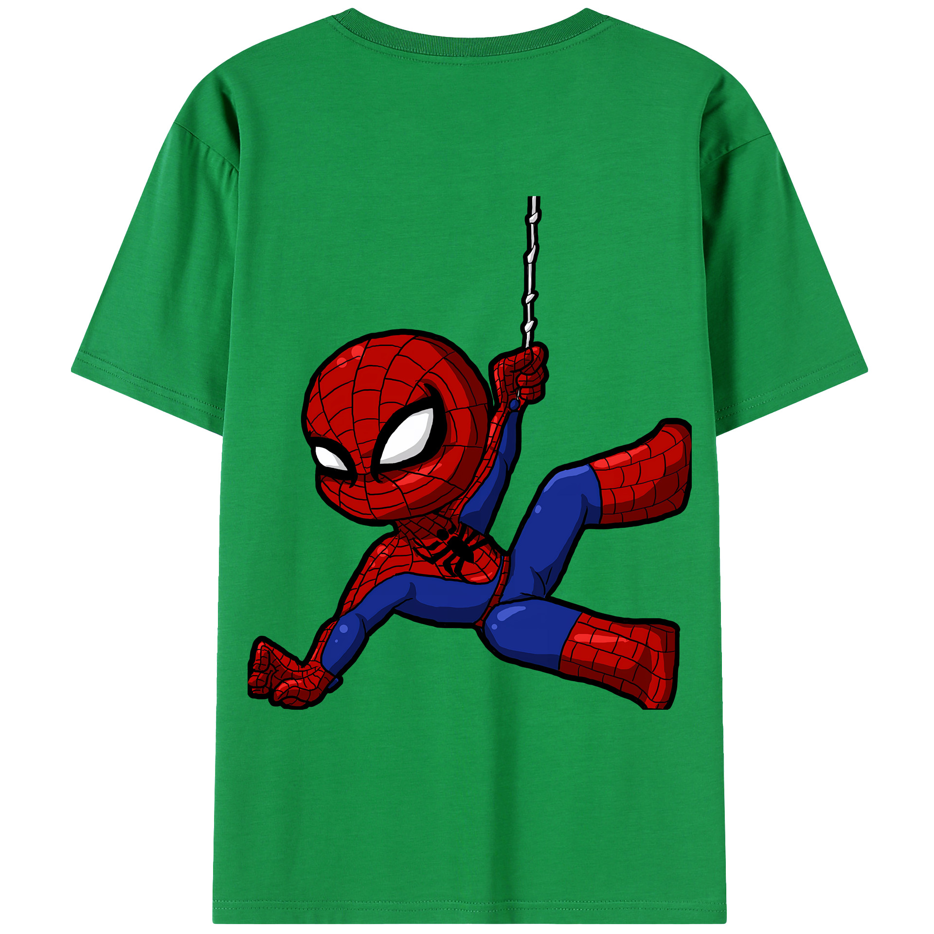 （画像用） Spider Man スパイダーマン 綿100％ メンズ半袖Tシャツ（バックプリント） 通気性