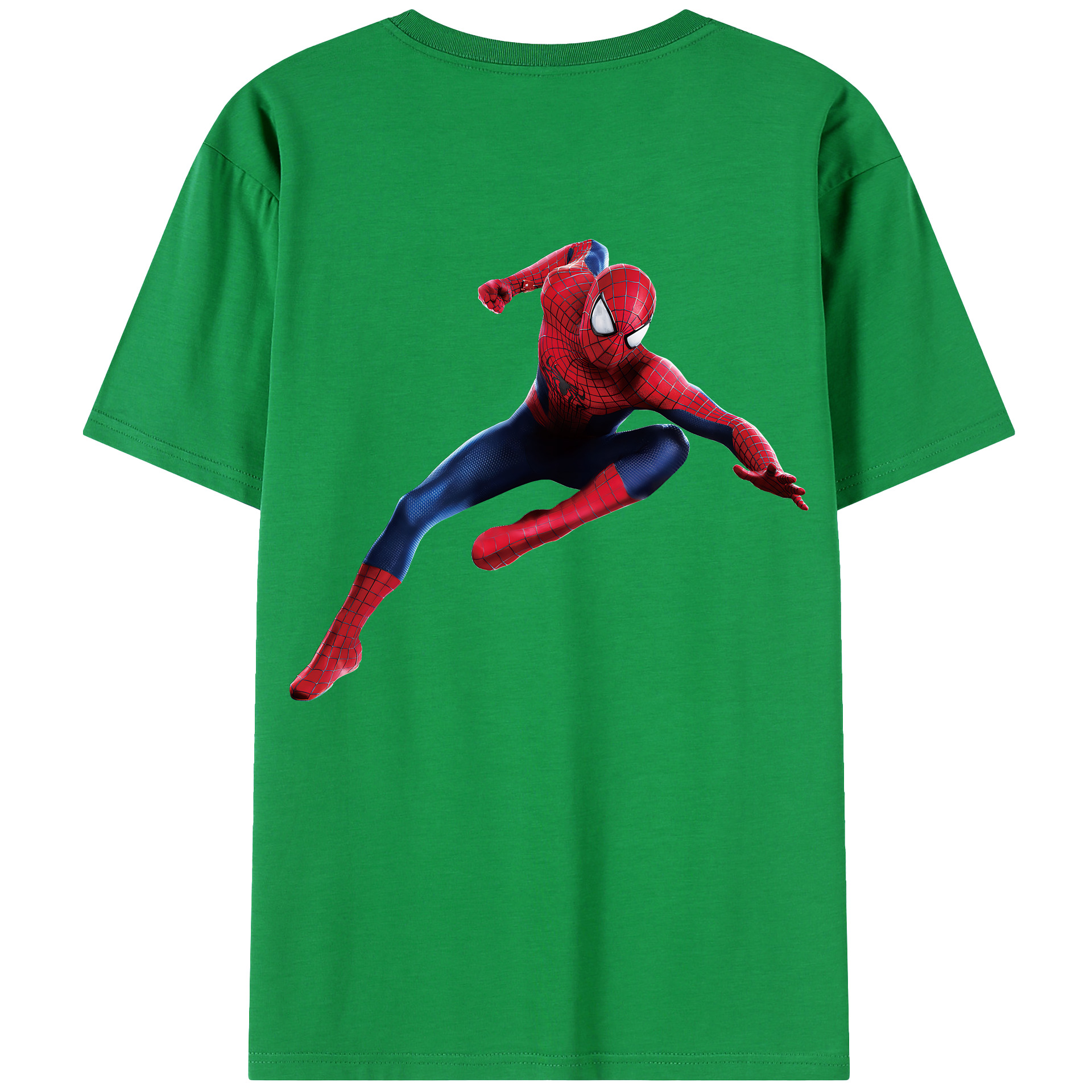 （画像用） Spider Man スパイダーマン 綿100％ メンズ半袖Tシャツ（バックプリント） 通気性