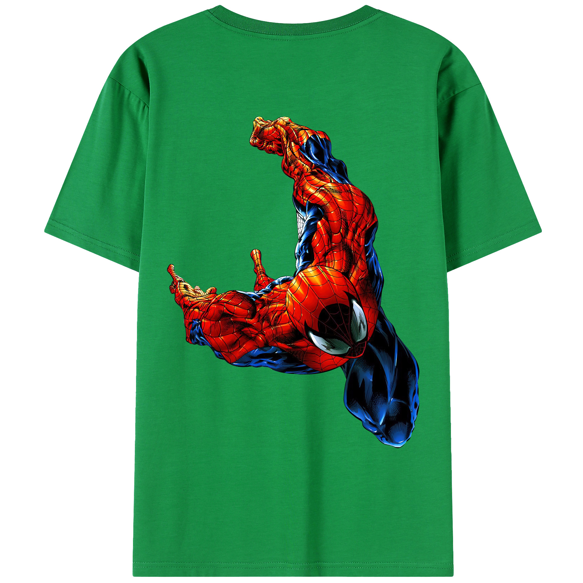 （画像用） Spider Man スパイダーマン 綿100％ メンズ半袖Tシャツ（バックプリント） 通気性