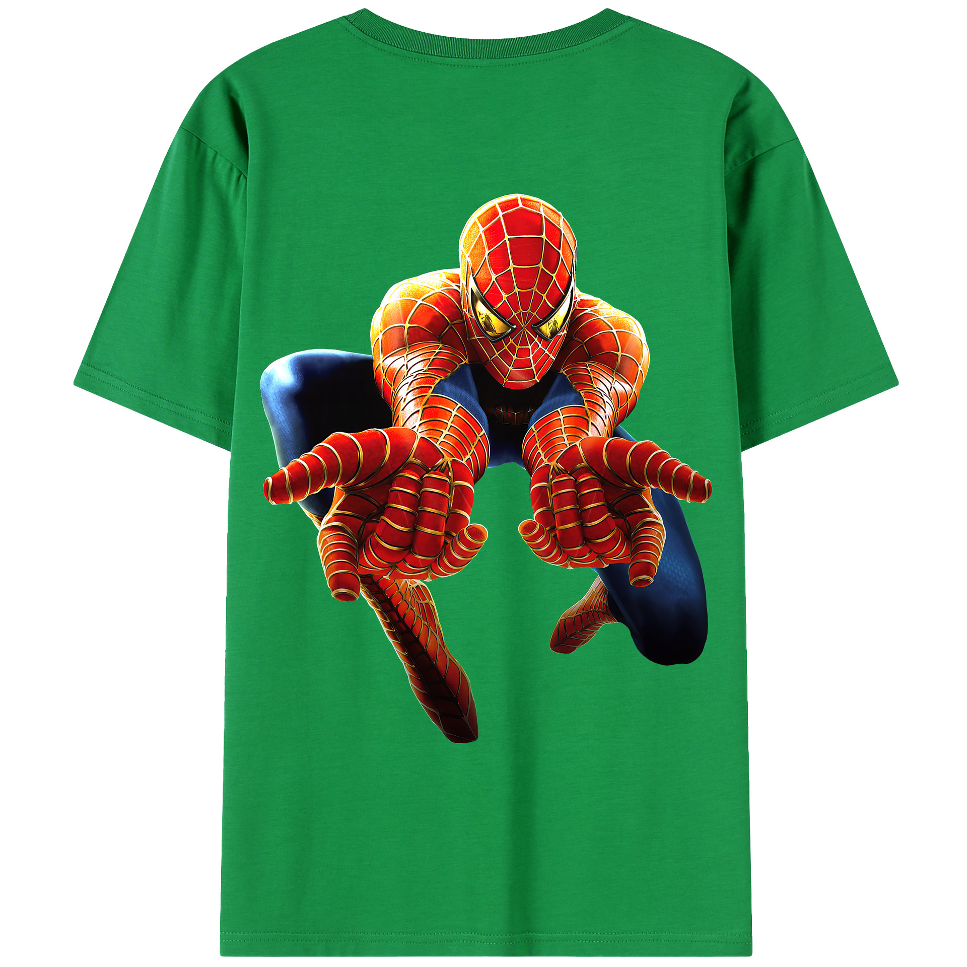 （画像用） Spider Man スパイダーマン 綿100％ メンズ半袖Tシャツ（バックプリント） 通気性