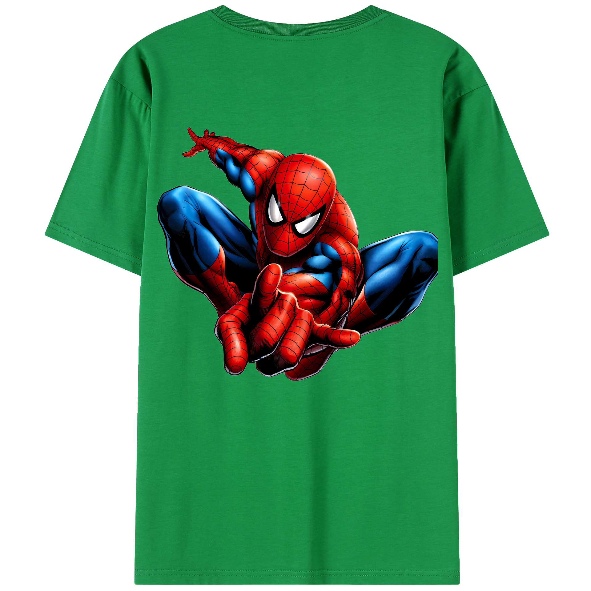 （画像用） Spider Man スパイダーマン 綿100％ メンズ半袖Tシャツ（バックプリント） 通気性