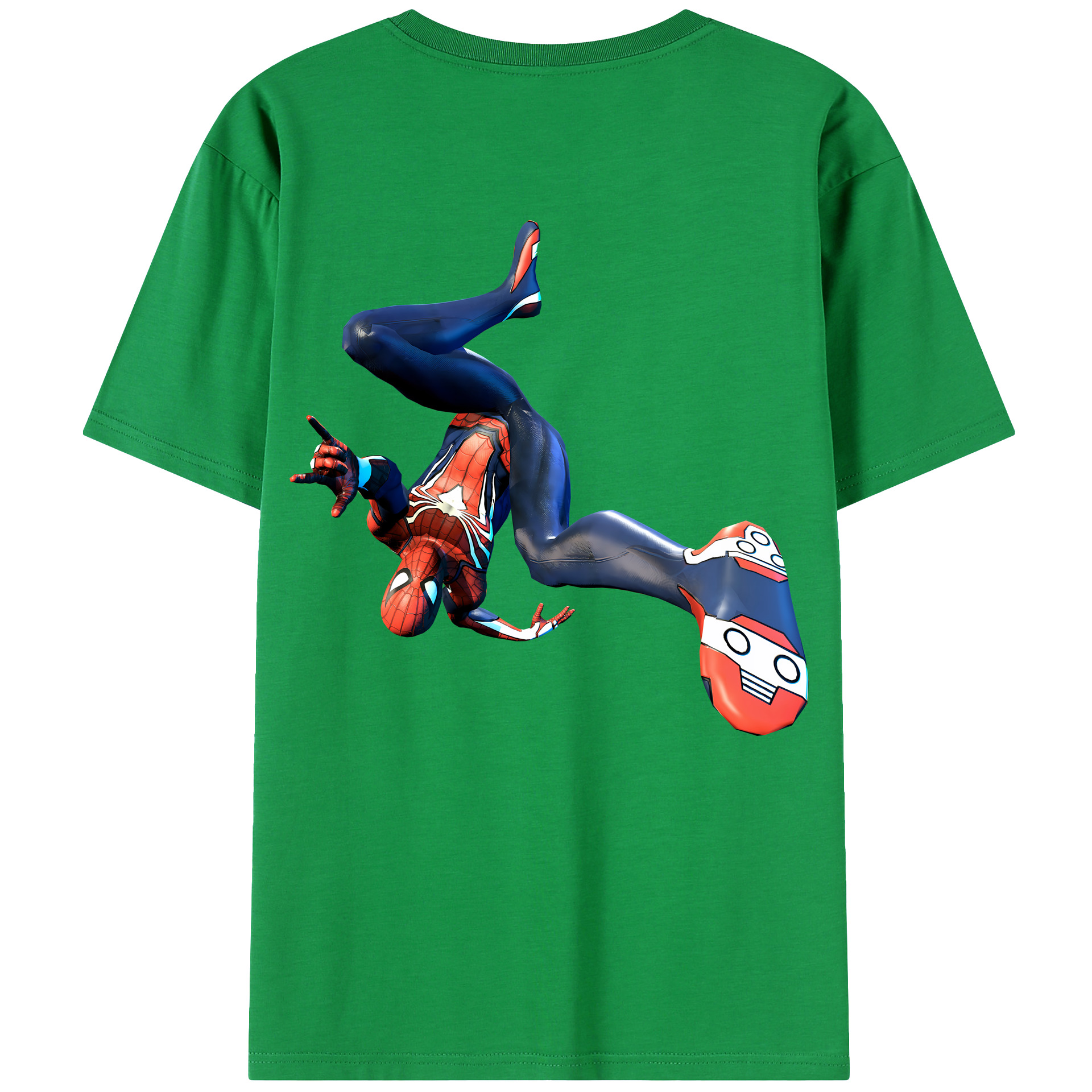 （画像用） Spider Man スパイダーマン 綿100％ メンズ半袖Tシャツ（バックプリント） 通気性