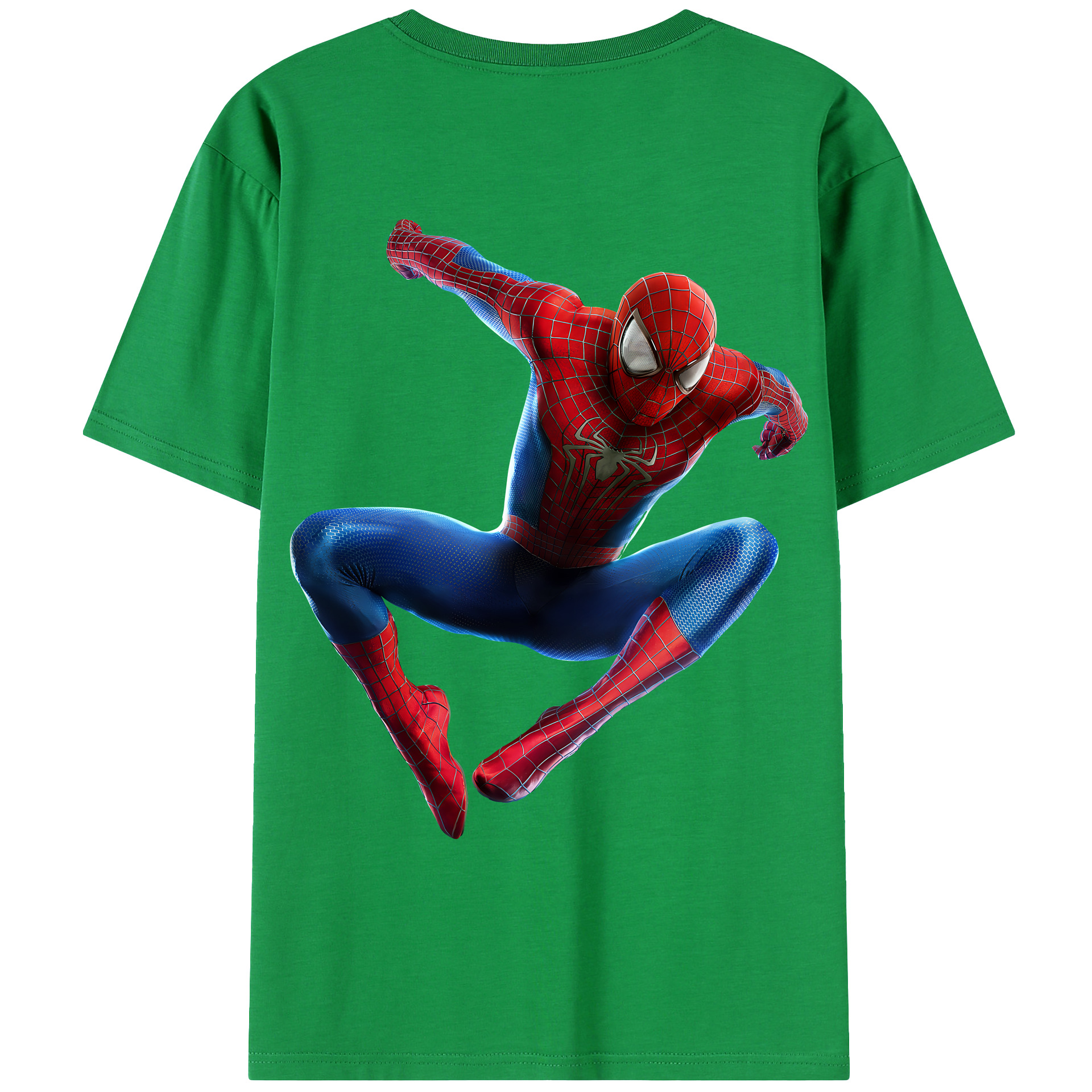 （画像用） Spider Man スパイダーマン 綿100％ メンズ半袖Tシャツ（バックプリント） 通気性