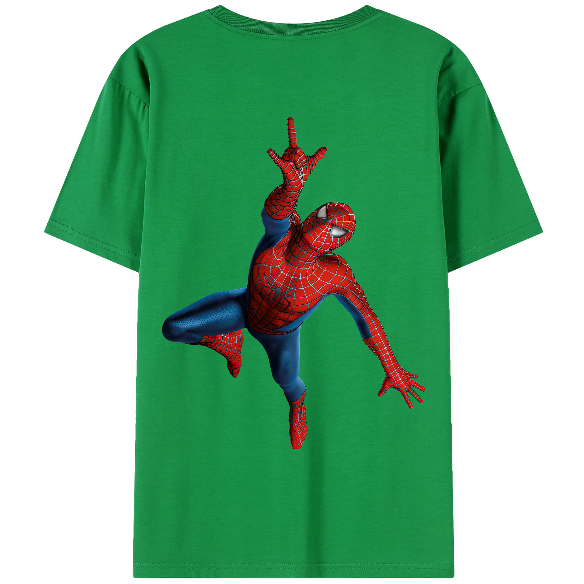 （画像用） Spider Man スパイダーマン 綿100％ メンズ半袖Tシャツ（バックプリント） 通気性