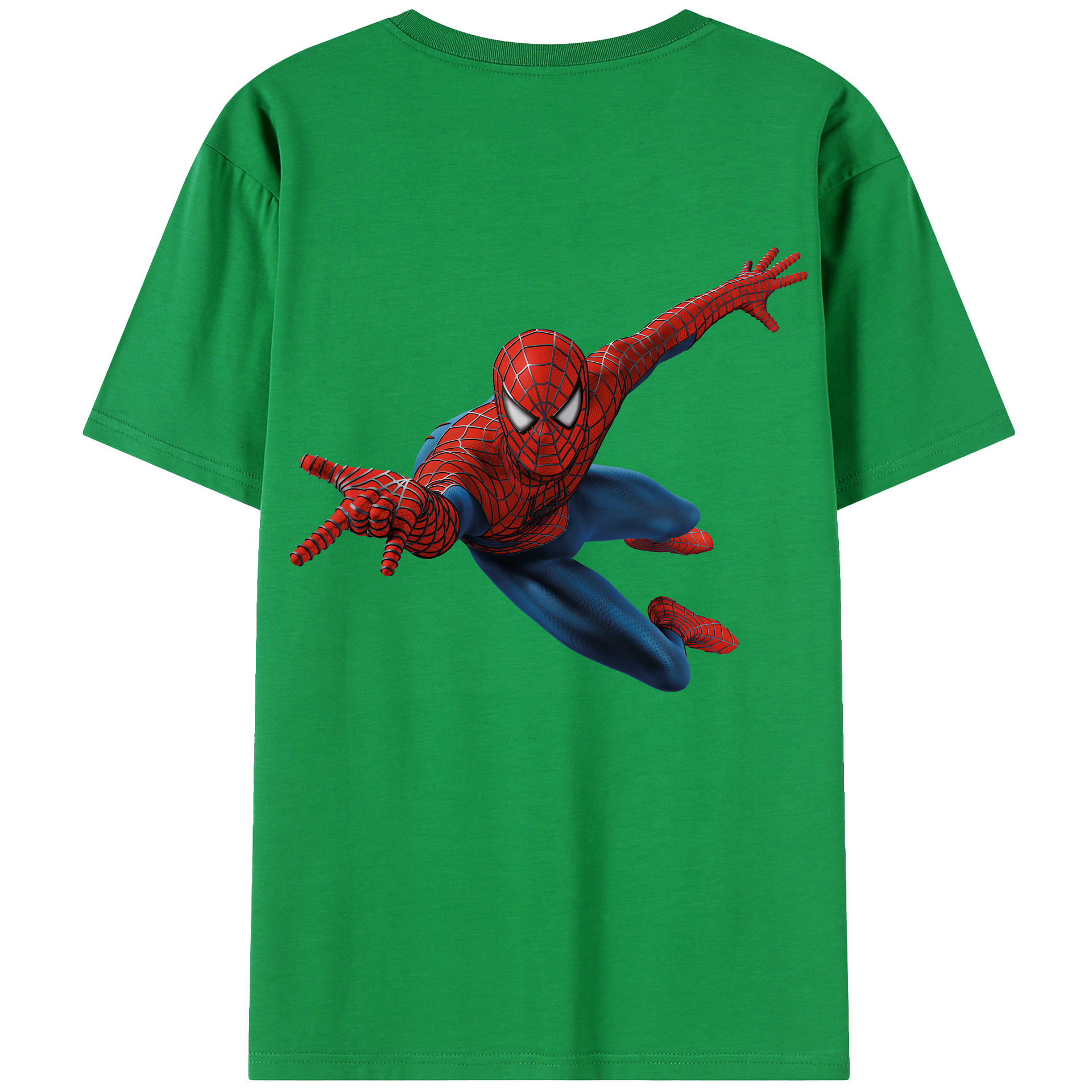 （画像用） Spider Man スパイダーマン 綿100％ メンズ半袖Tシャツ（バックプリント） 通気性