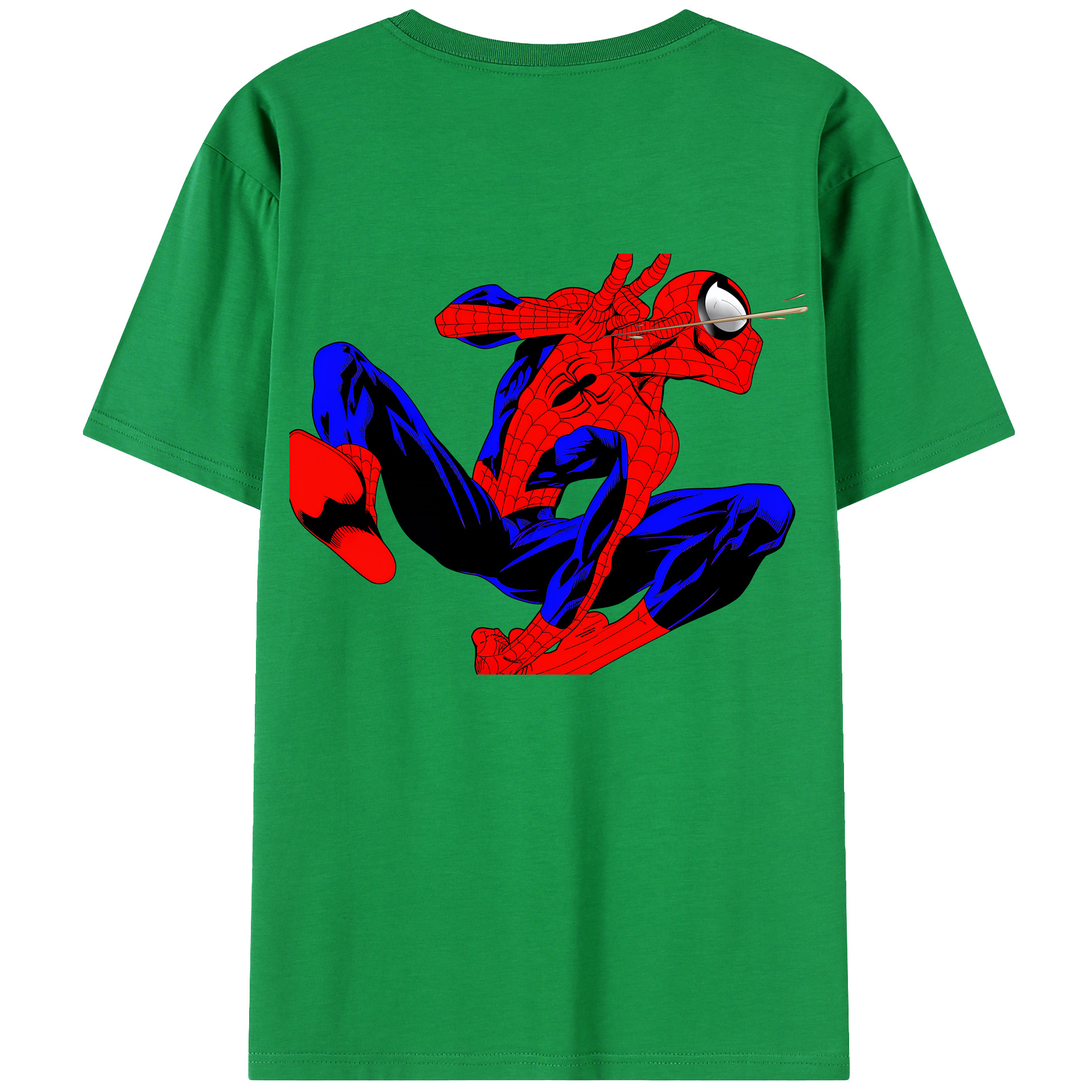 （画像用） Spider Man スパイダーマン 綿100％ メンズ半袖Tシャツ（バックプリント） 通気性