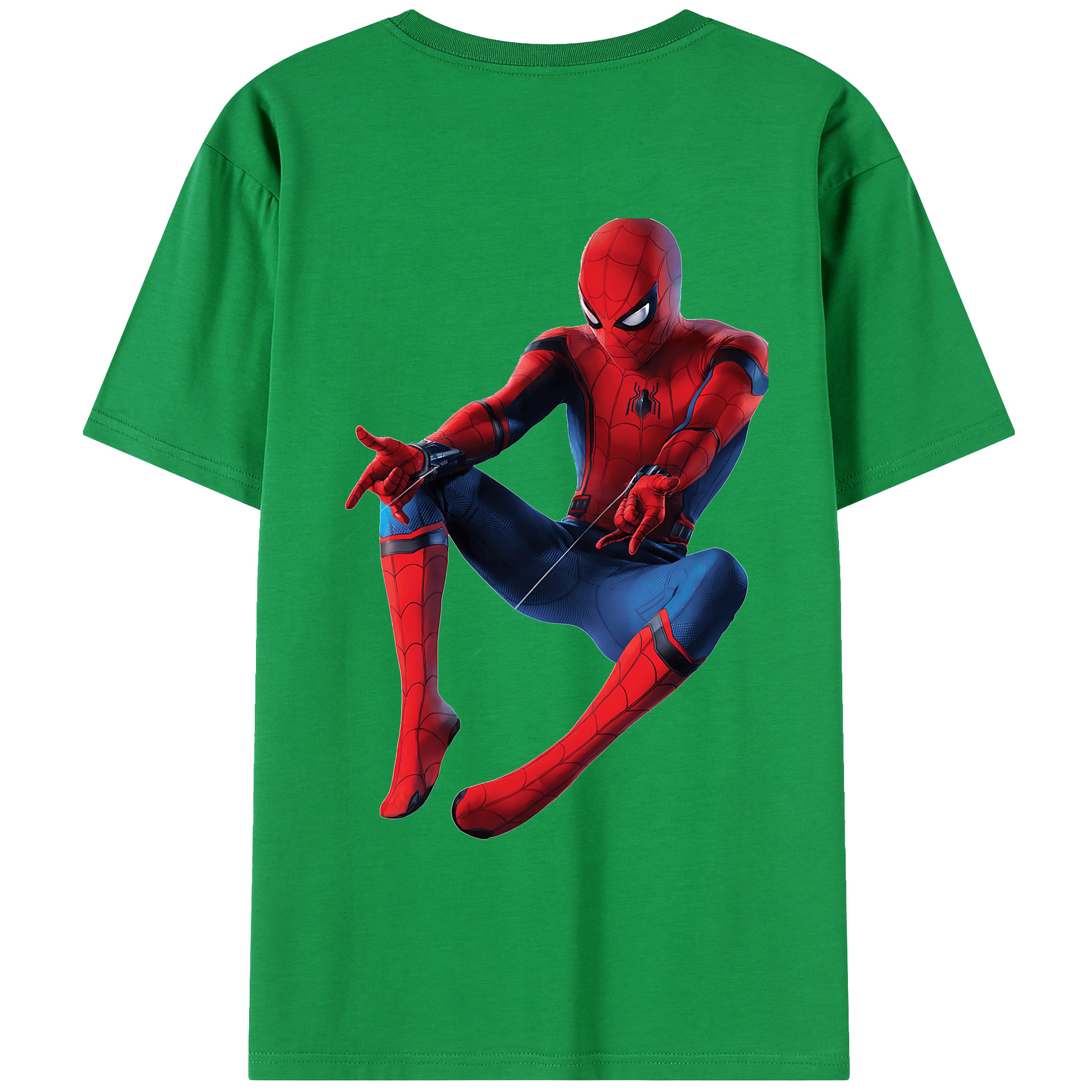 （画像用） Spider Man スパイダーマン 綿100％ メンズ半袖Tシャツ（バックプリント） 通気性