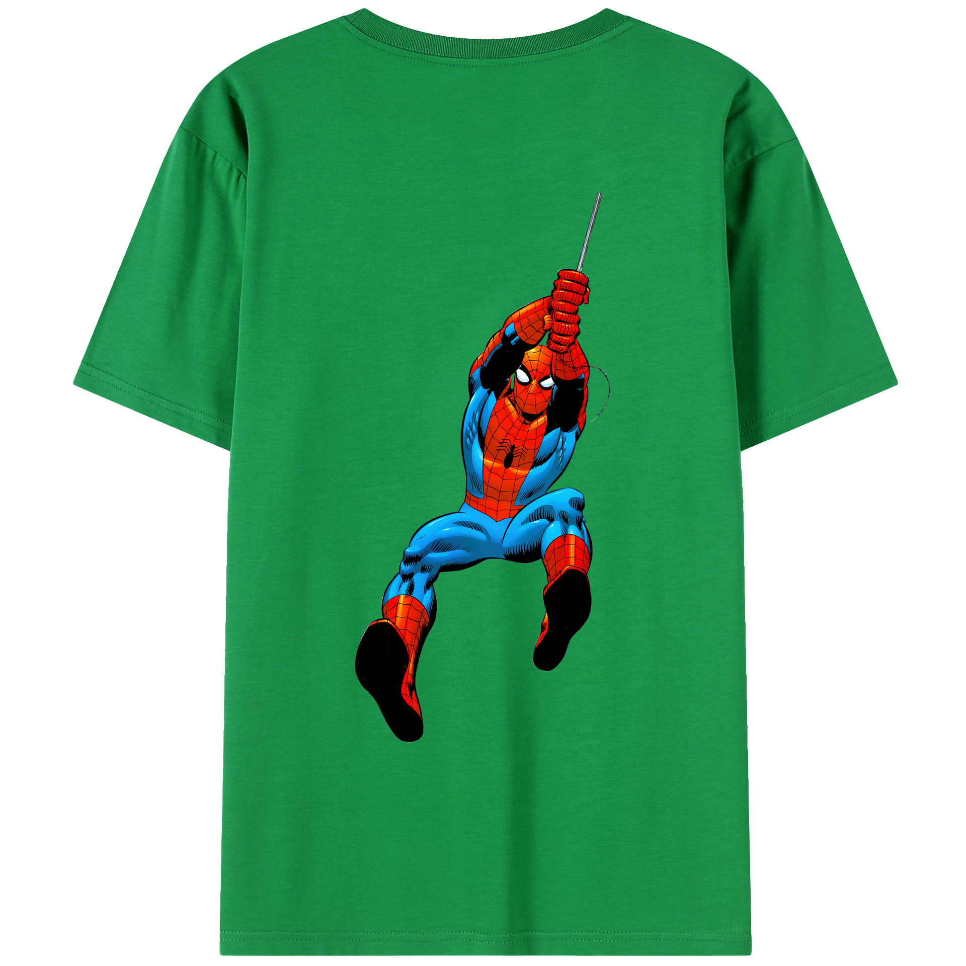 （画像用） Spider Man スパイダーマン 綿100％ メンズ半袖Tシャツ（バックプリント） 通気性