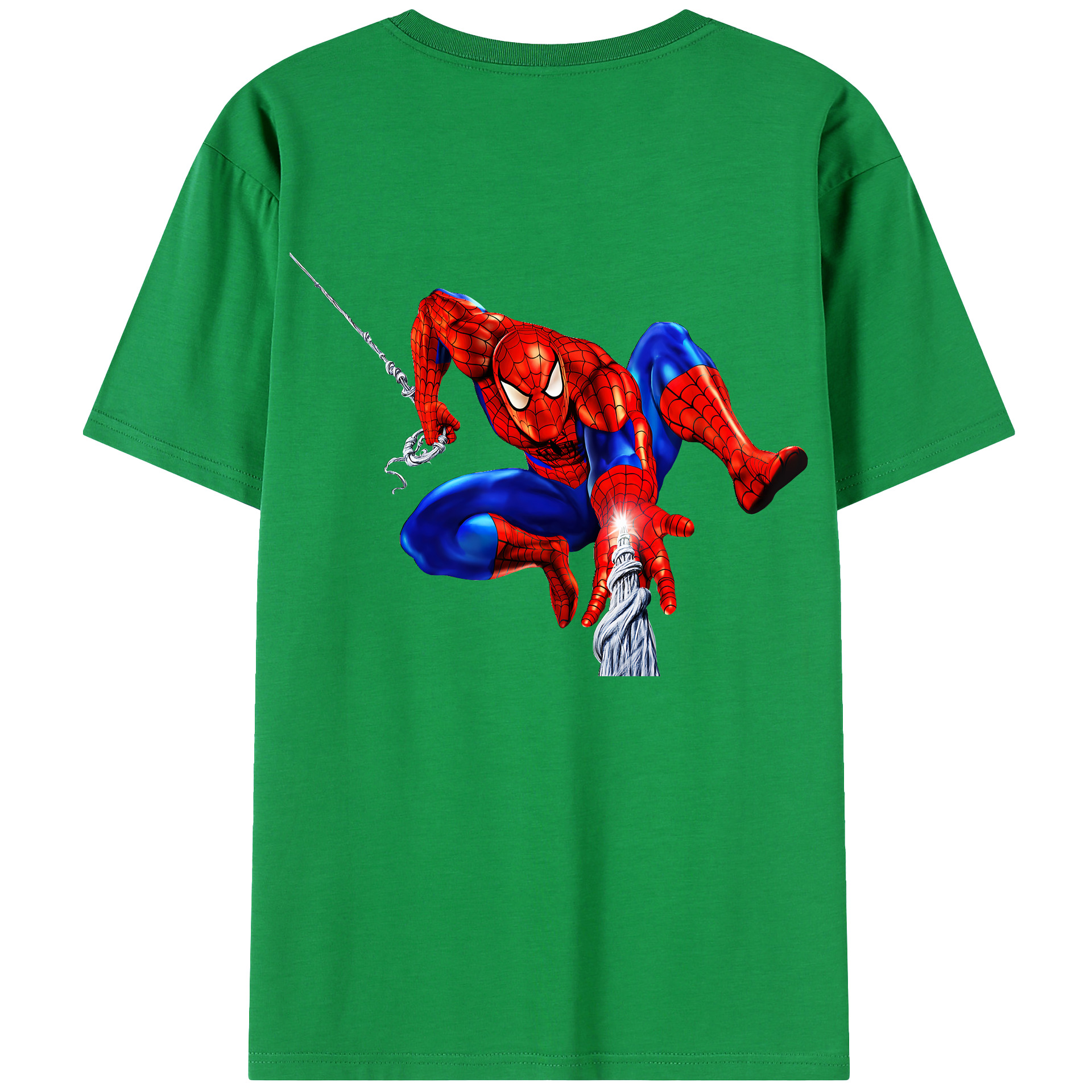 （画像用） Spider Man スパイダーマン 綿100％ メンズ半袖Tシャツ（バックプリント） 通気性