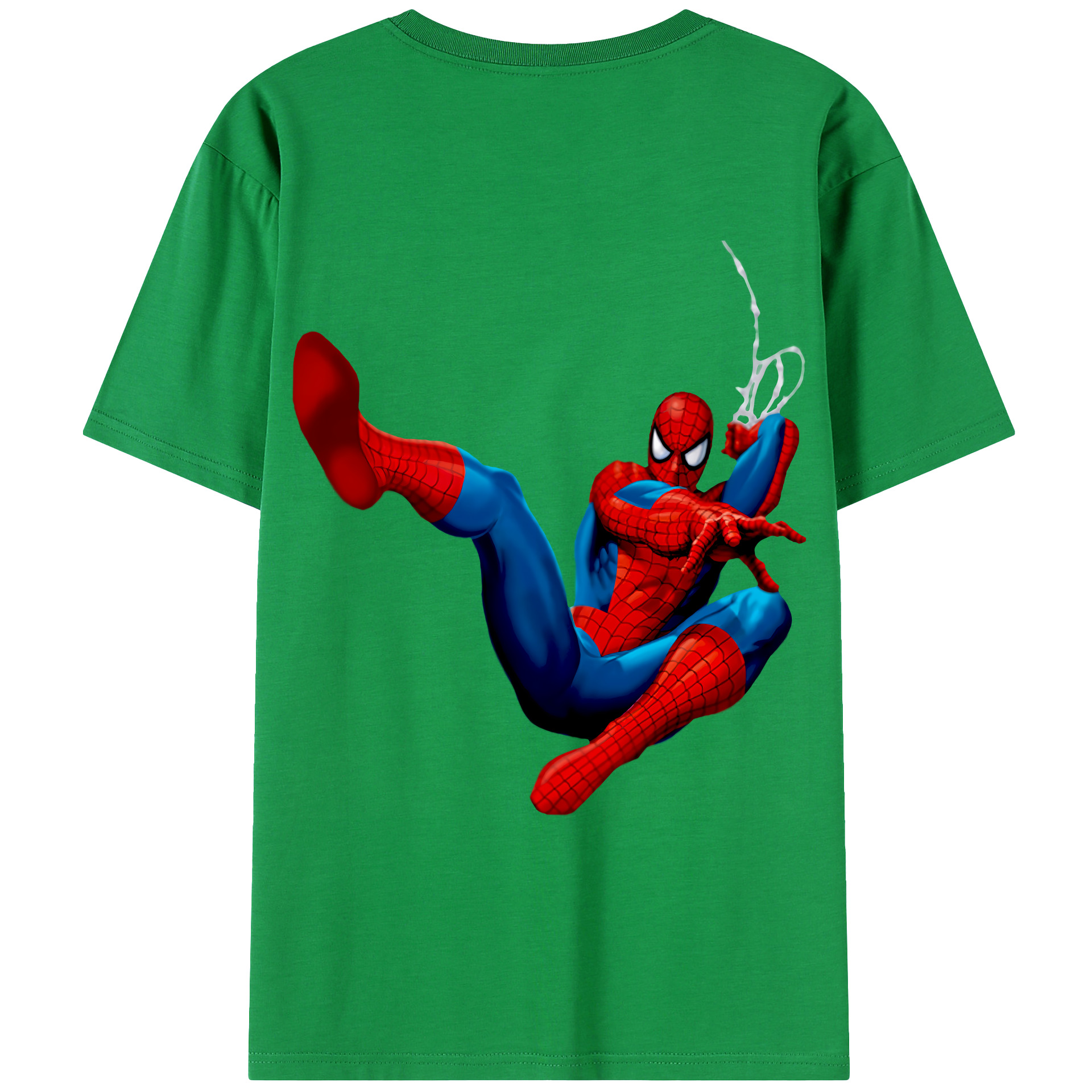 （画像用） Spider Man スパイダーマン 綿100％ メンズ半袖Tシャツ（バックプリント） 通気性