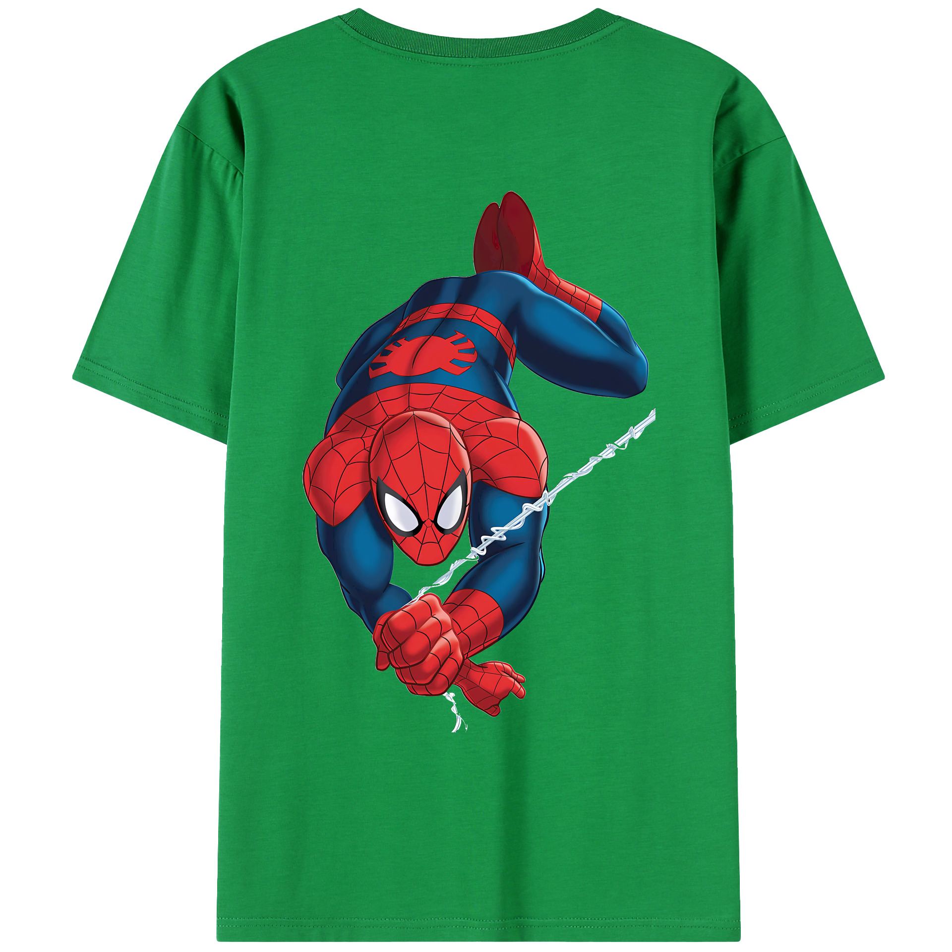 （画像用） Spider Man スパイダーマン 綿100％ メンズ半袖Tシャツ（バックプリント） 通気性