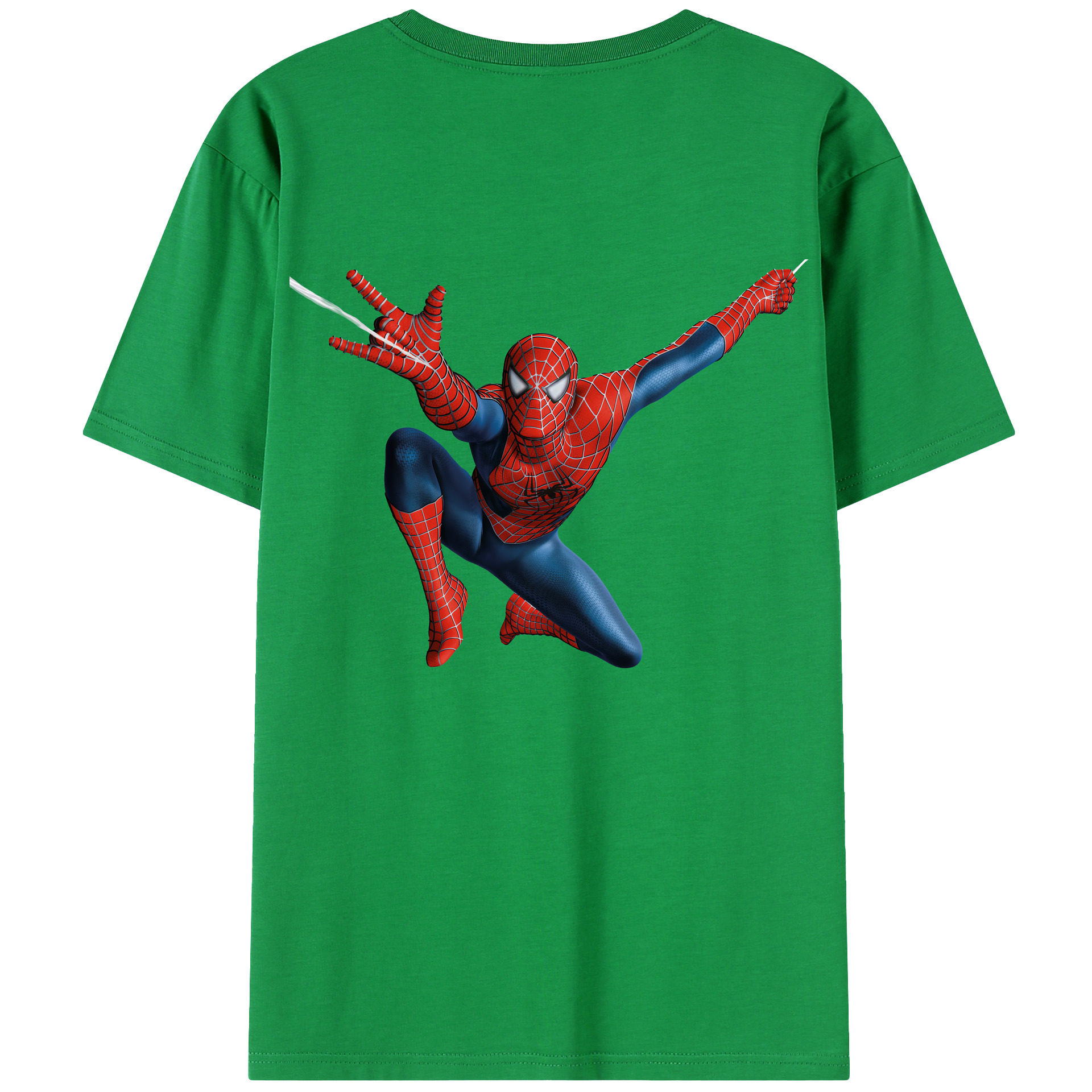 （画像用） Spider Man スパイダーマン 綿100％ メンズ半袖Tシャツ（バックプリント） 通気性