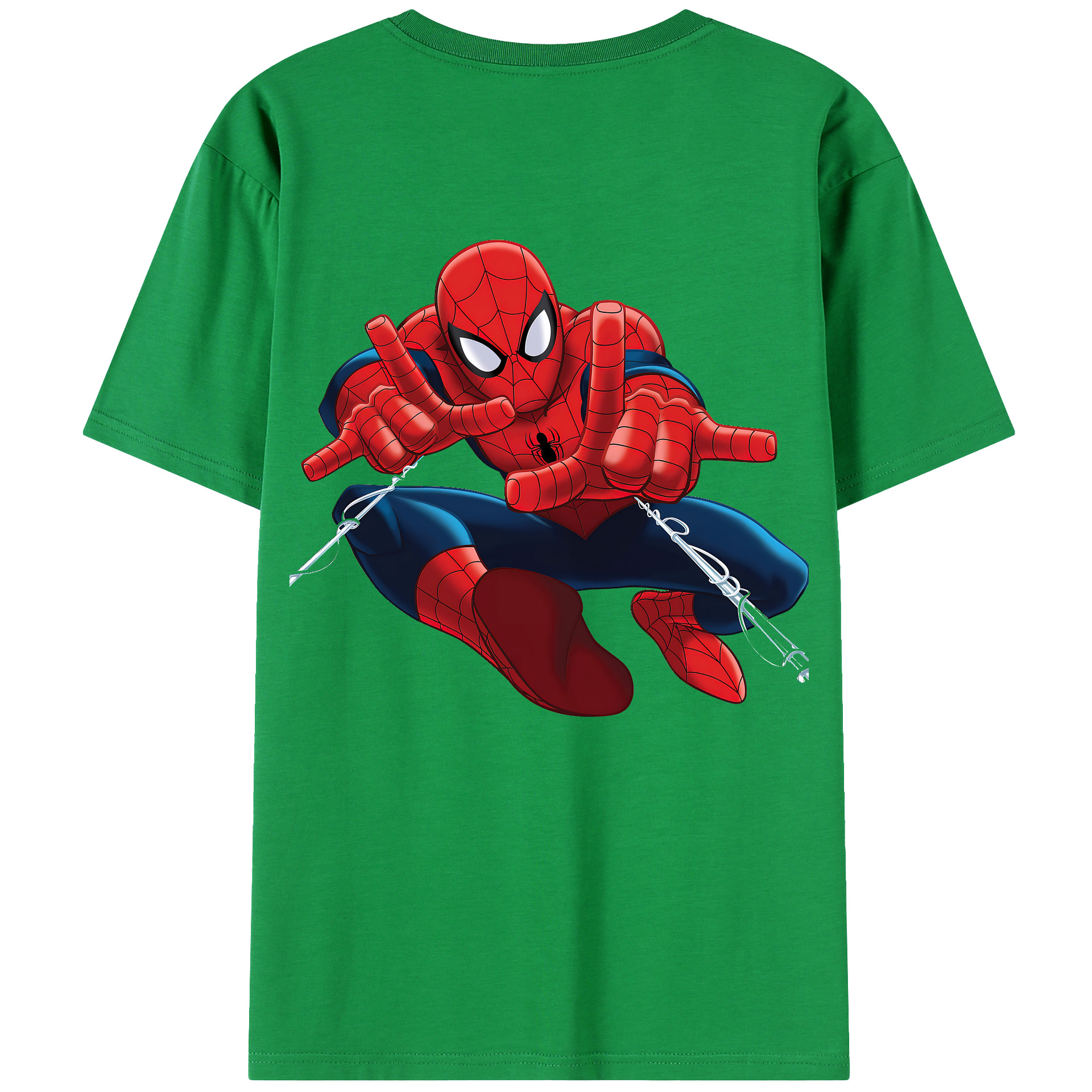 （画像用） Spider Man スパイダーマン 綿100％ メンズ半袖Tシャツ（バックプリント） 通気性