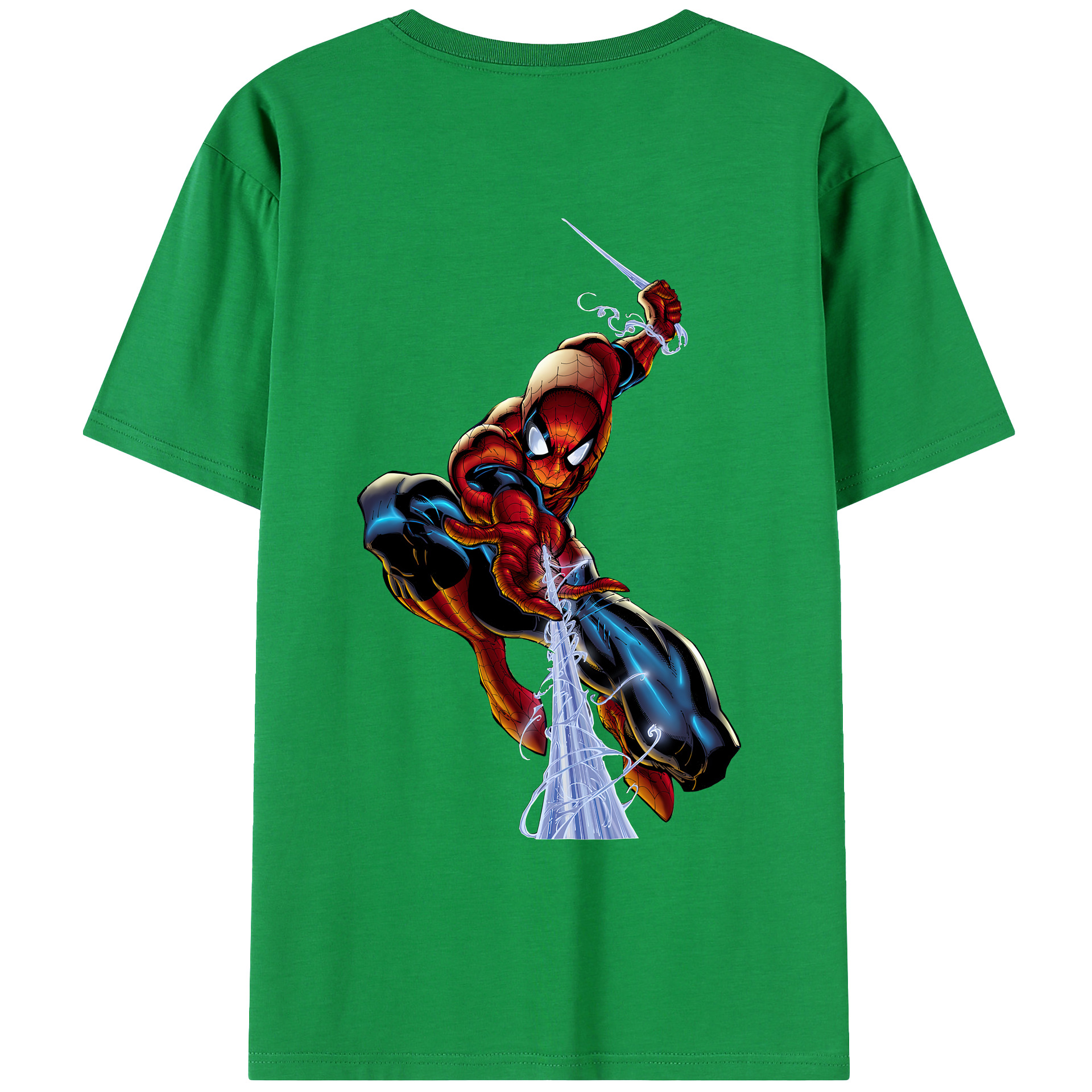 （画像用） Spider Man スパイダーマン 綿100％ メンズ半袖Tシャツ（バックプリント） 通気性